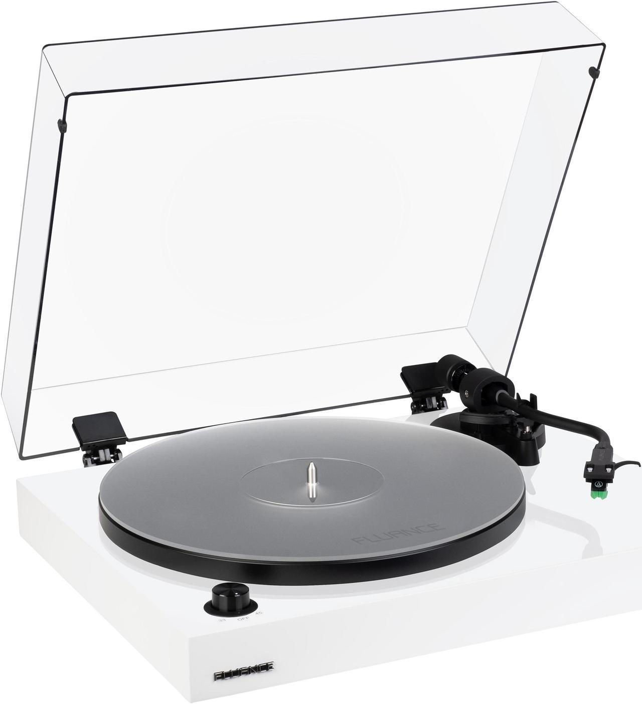 Fluance RT81+ Elite High Fidelity Vinyl Turntable Record Player, Audio Technica VM95E Cartridge, Anti-Resonant Platter, Acrylic Mat, Phono Preamp, Wood Plinth, Adjustable Isolation Feet - Piano White