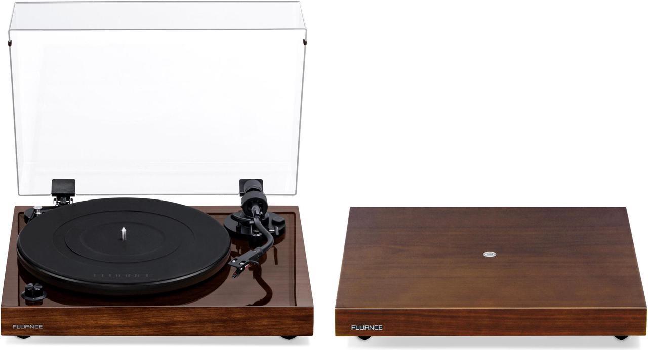 Fluance RT82 Reference High Fidelity Vinyl Turntable Record Player with Ortofon OM10 Cartridge And Anti-Vibration Wood Isolation Base - Natural Walnut