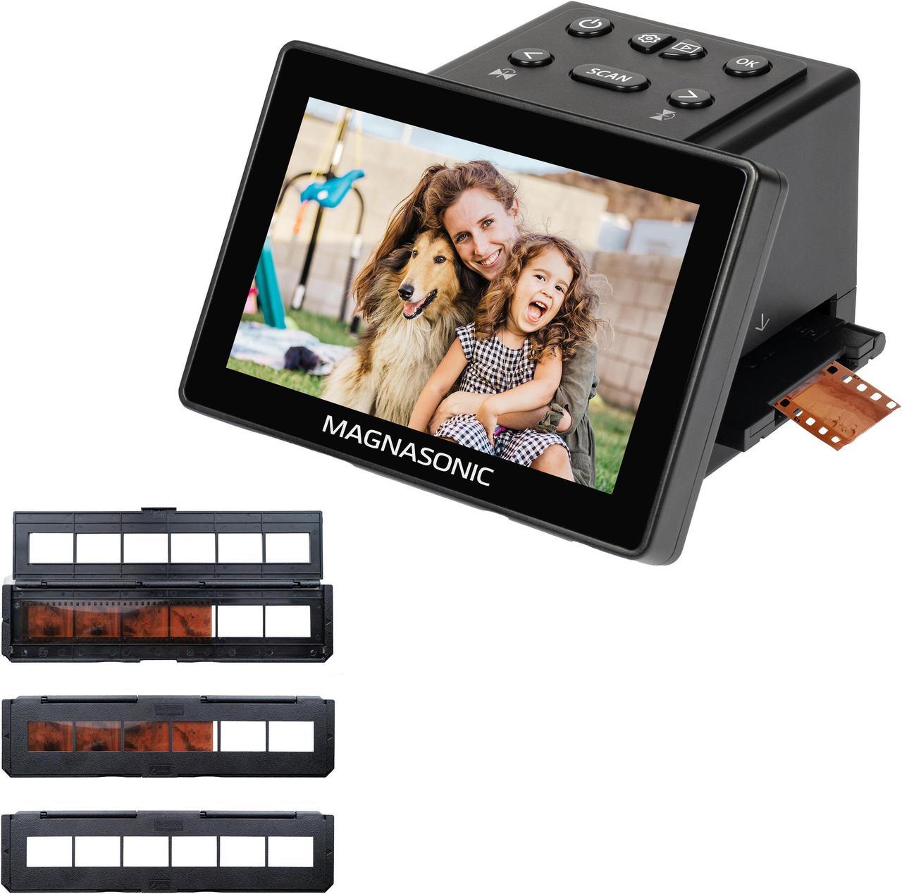 Magnasonic 25MP Film Scanner with Large 5" Display & HDMI, Long Tray 35mm Negative Film Holders, Converts 35mm/126/110/Super 8 Film & 135/126/110 Slides into Digital Photos, Built-in Memory (FS70NT01)