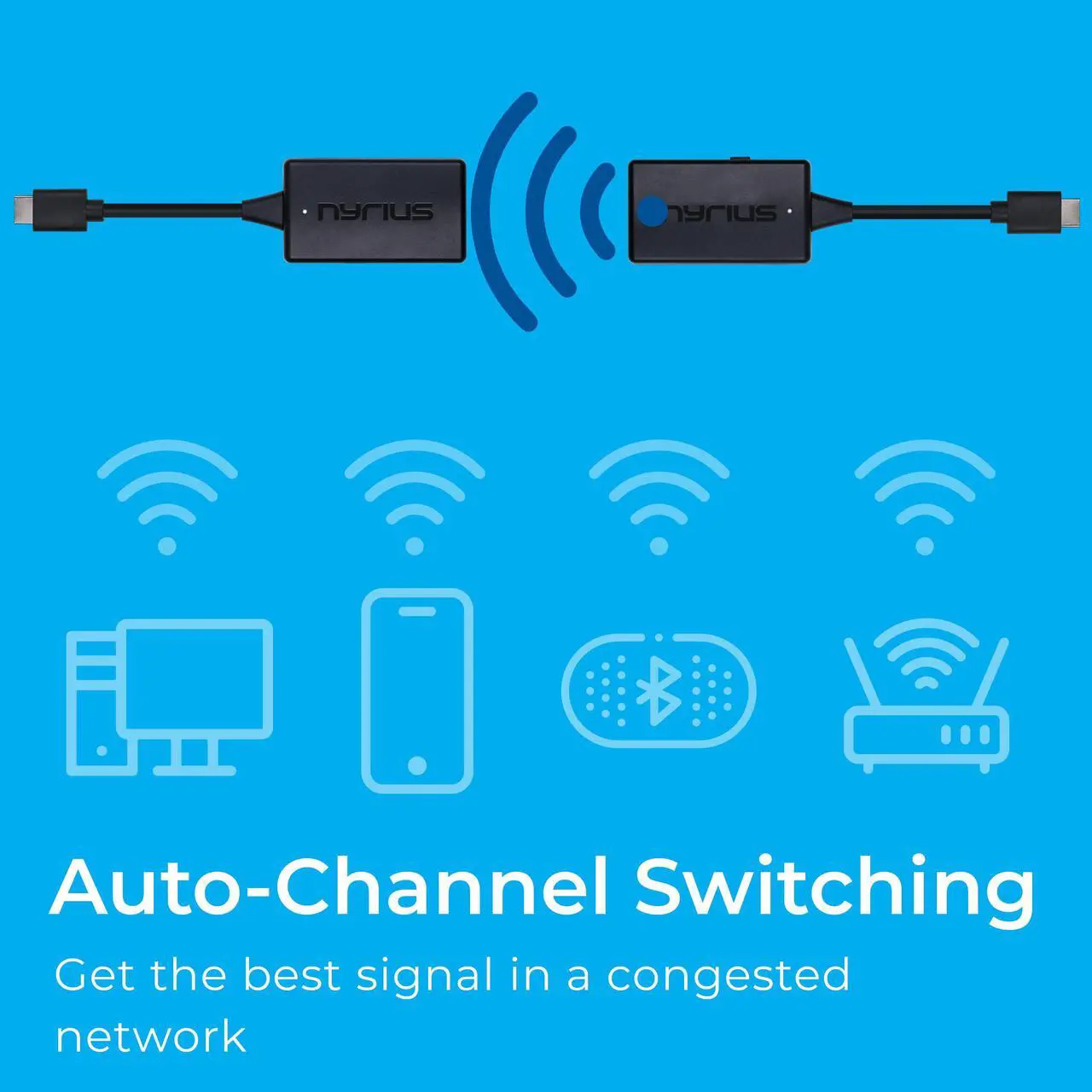 Alt view image 5 of 7 - Nyrius Orion Prime Wireless HDMI-to-HDMI Video Transmitter & Receiver, Plug & Play Extender, Stream Full HD 1080p up to 150ft from PC, Laptop, Cable/Satellite Box to a TV or Projector (TDD20)