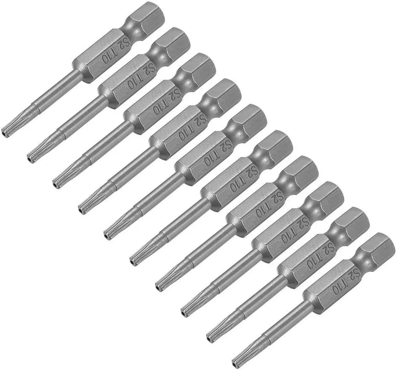 Main image of 50mm Long 1/4" Hex Shank TS10 Torx Security Star Screwdriver Bits S2 High Alloy Steel 10pcs