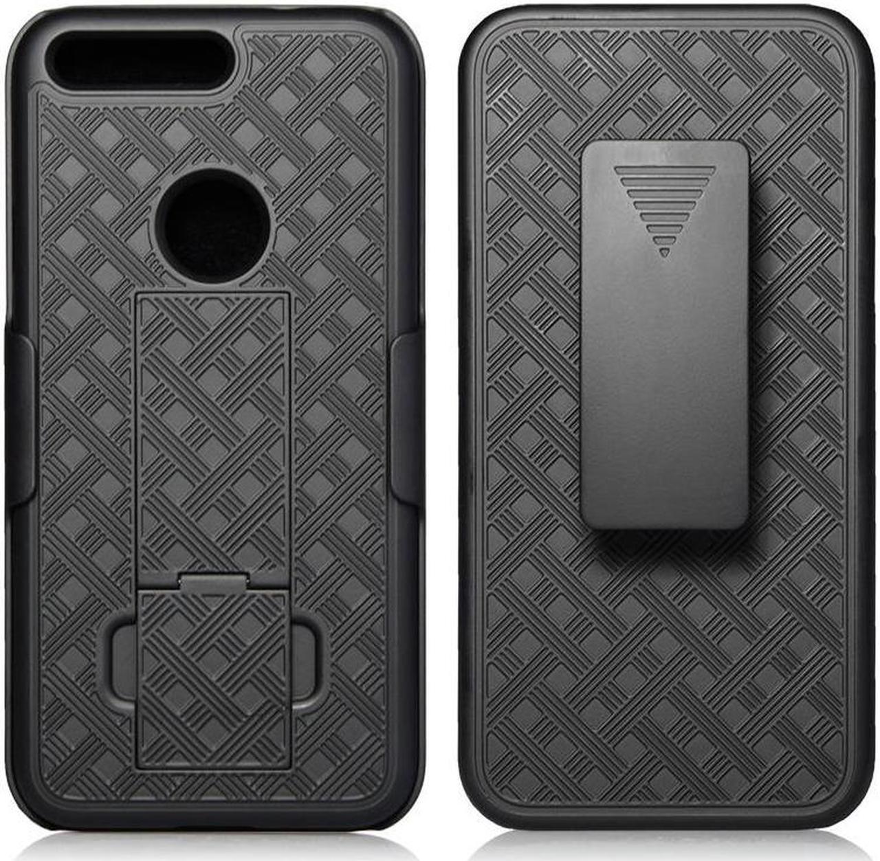 Alt view image 3 of 6 - BLACK RUBBERIZED KICKSTAND CASE COVER + BELT CLIP HOLSTER STAND FOR GOOGLE PIXEL