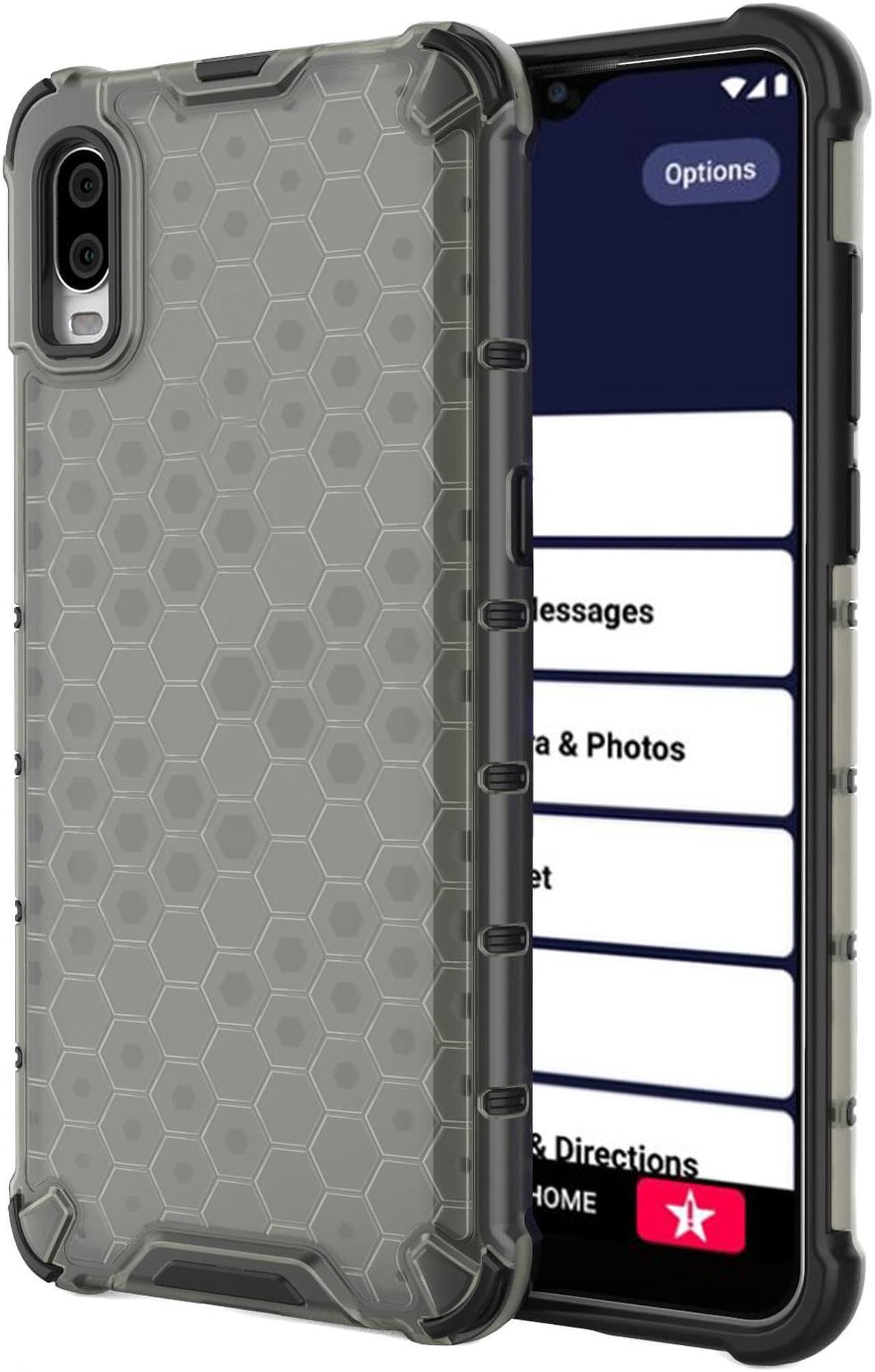 Main image of Black Smoke Tint Honeycomb Hybrid Case Cover for Lively Jitterbug Smart 3 Phone