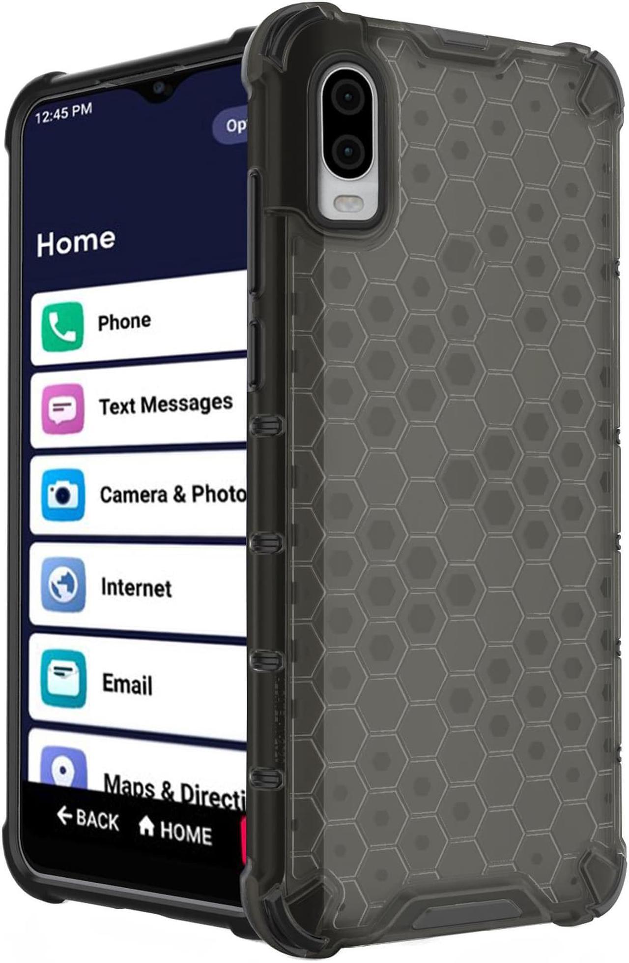 Alt view image 2 of 7 - Black Smoke Tint Honeycomb Hybrid Case Cover for Lively Jitterbug Smart 3 Phone