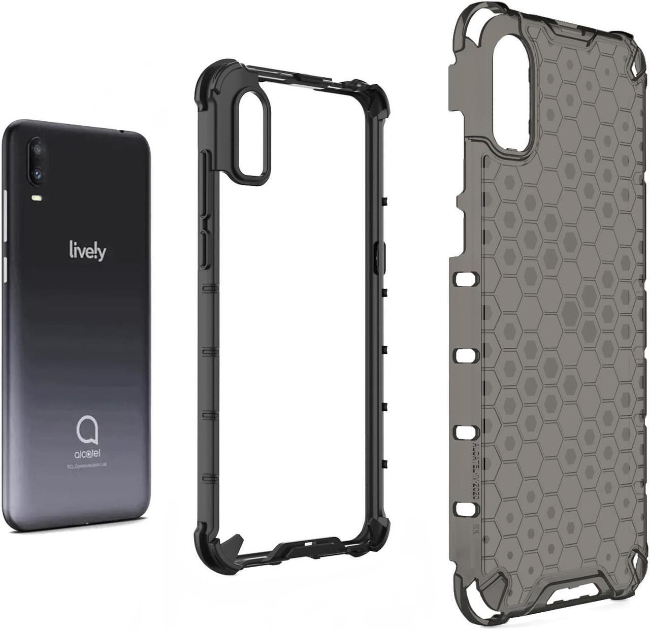 Alt view image 4 of 7 - Black Smoke Tint Honeycomb Hybrid Case Cover for Lively Jitterbug Smart 3 Phone
