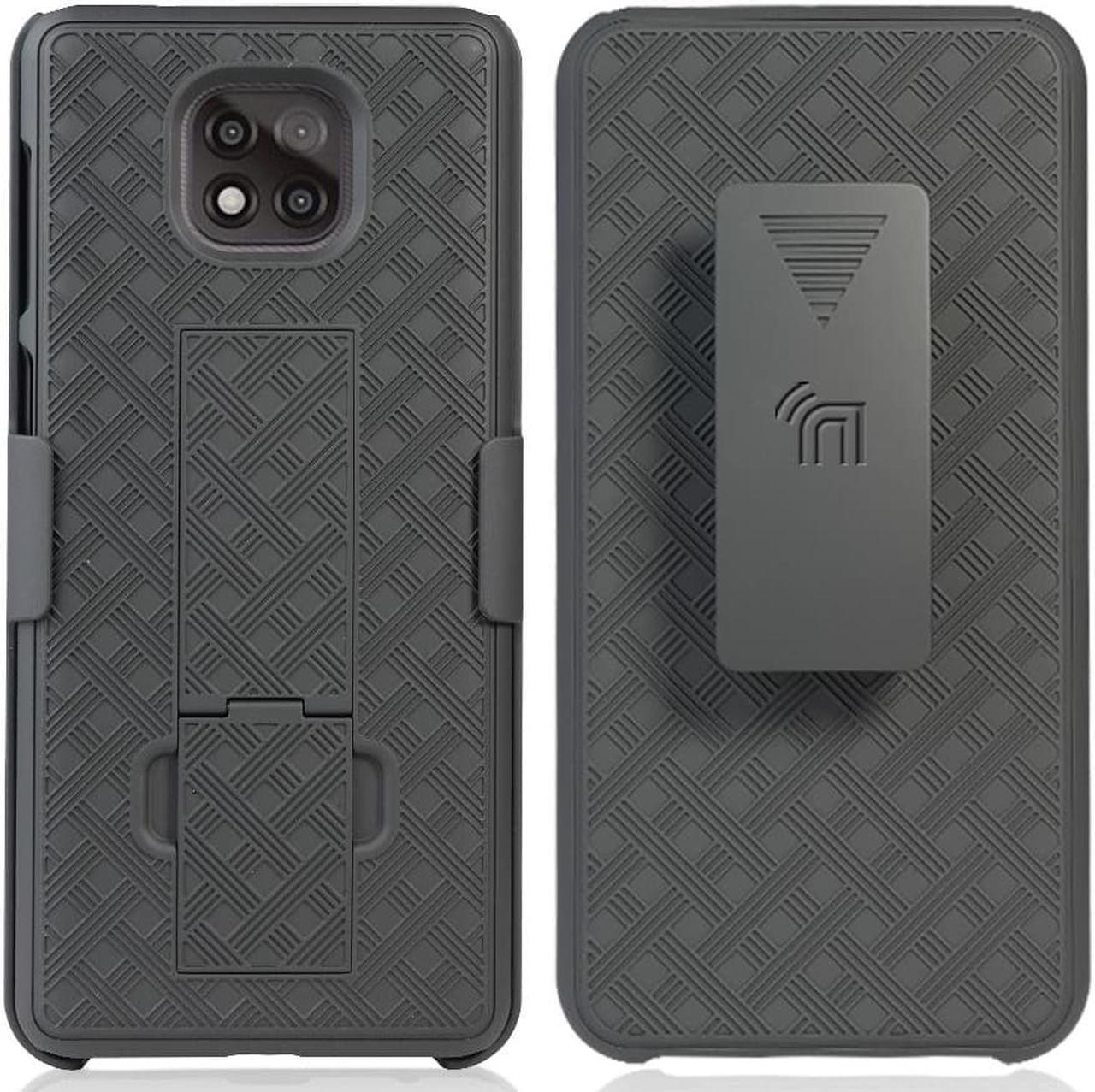 Alt view image 2 of 7 - Black Case Kickstand Cover and Belt Clip Holster for Motorola Moto G Power 2021