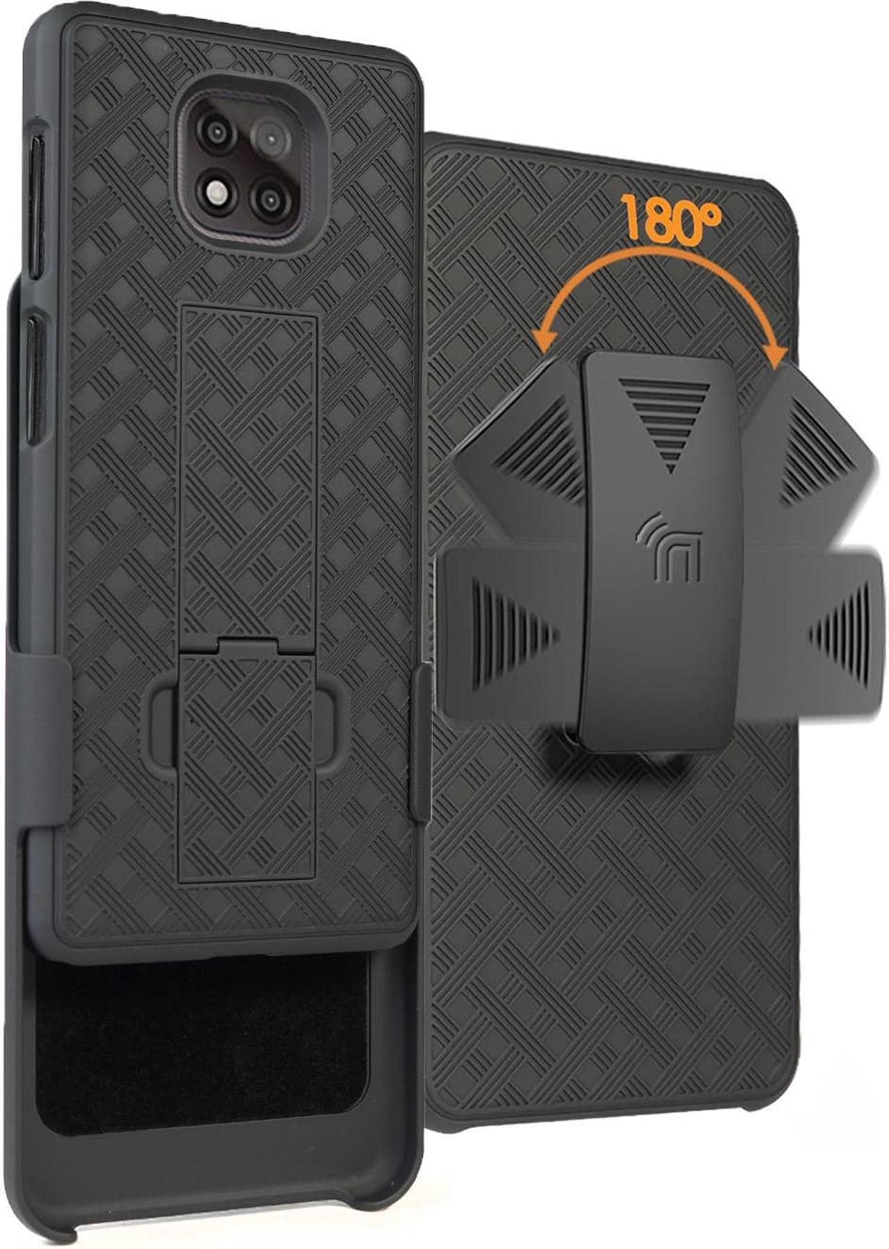 Main image of Black Case Kickstand Cover and Belt Clip Holster for Motorola Moto G Power 2021