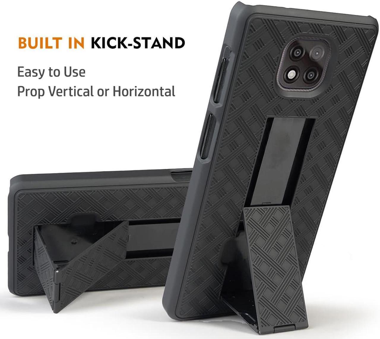 Alt view image 4 of 7 - Black Case Kickstand Cover and Belt Clip Holster for Motorola Moto G Power 2021