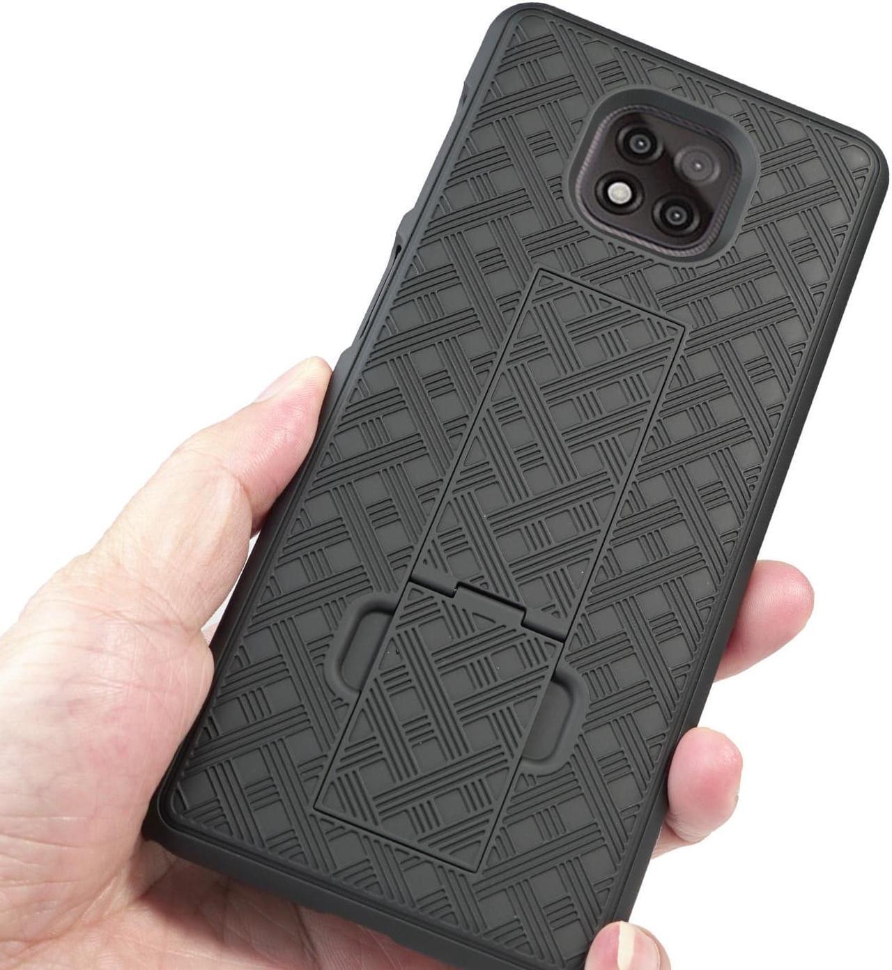 Alt view image 5 of 7 - Black Case Kickstand Cover and Belt Clip Holster for Motorola Moto G Power 2021
