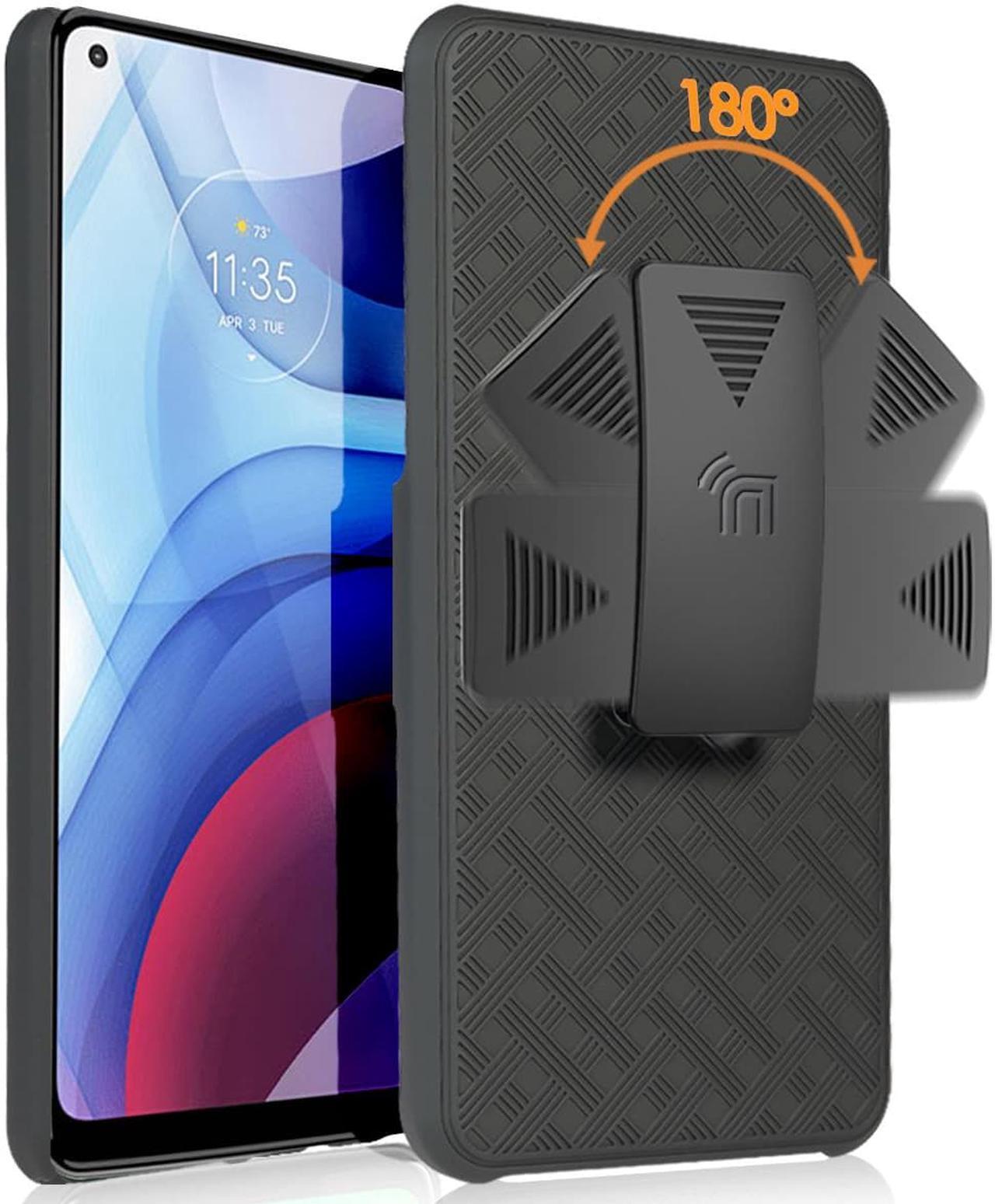 Alt view image 3 of 7 - Black Case Kickstand Cover and Belt Clip Holster for Motorola Moto G Power 2021