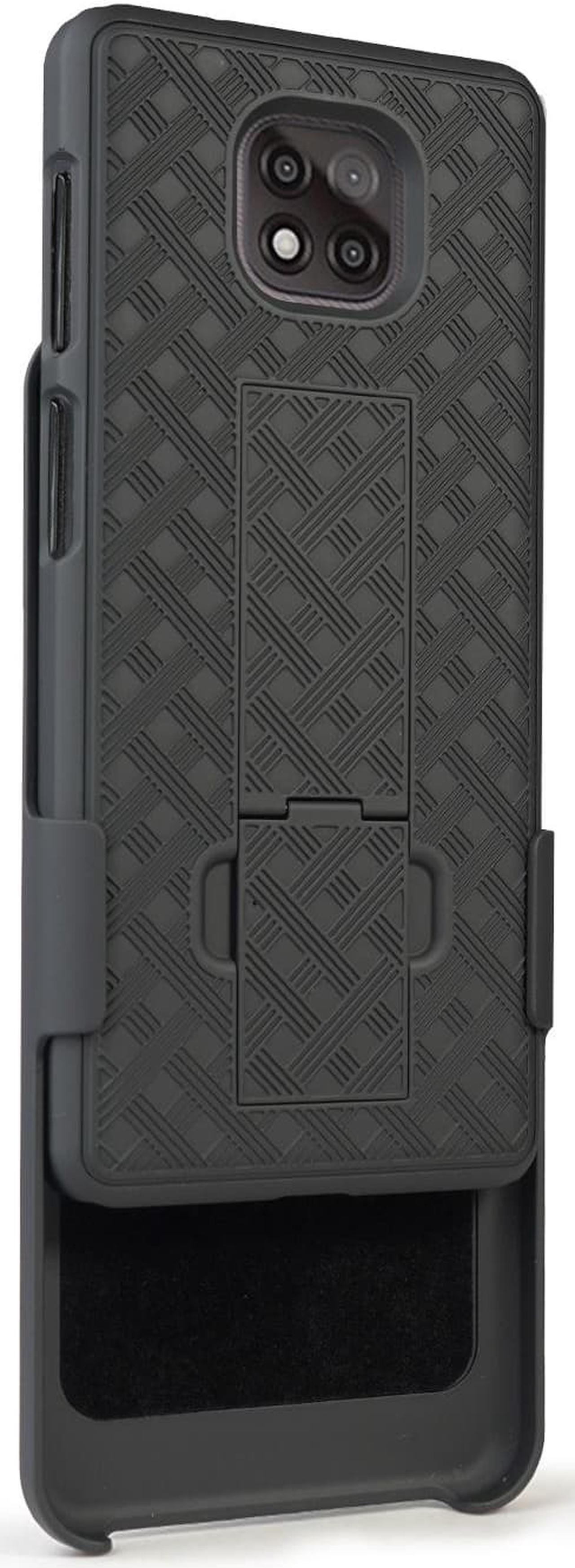 Alt view image 7 of 7 - Black Case Kickstand Cover and Belt Clip Holster for Motorola Moto G Power 2021