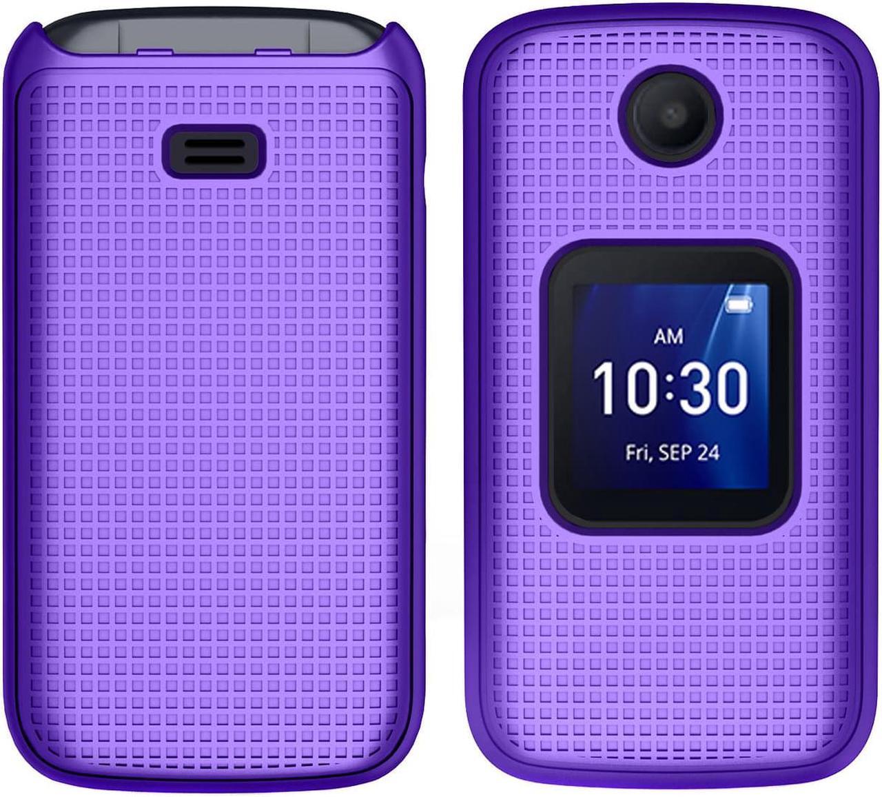 Alt view image 4 of 7 - Purple Grid Case Hard Cover and Belt Clip for Alcatel Go Flip 4, TCL FLIP Pro