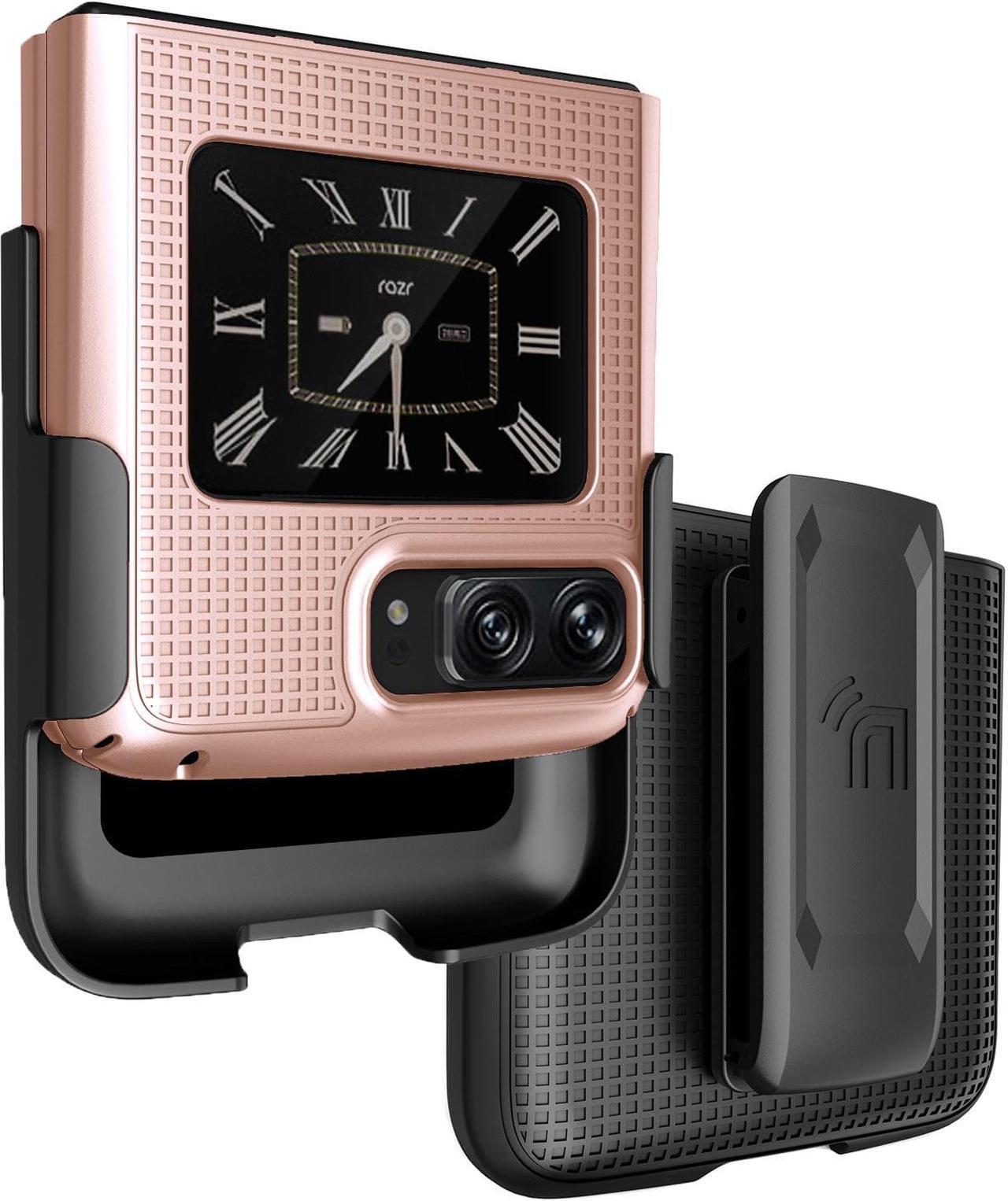 Main image of Rose Gold Pink Hard Case Cover and Belt Clip for Motorola Moto RAZR 3 5G (2022)