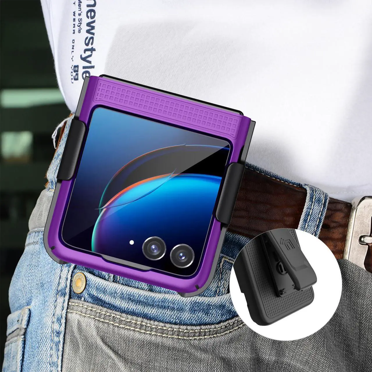 Red Hard Case Cover and Belt Clip Holster for Motorola RAZR Plus (2023 ...
