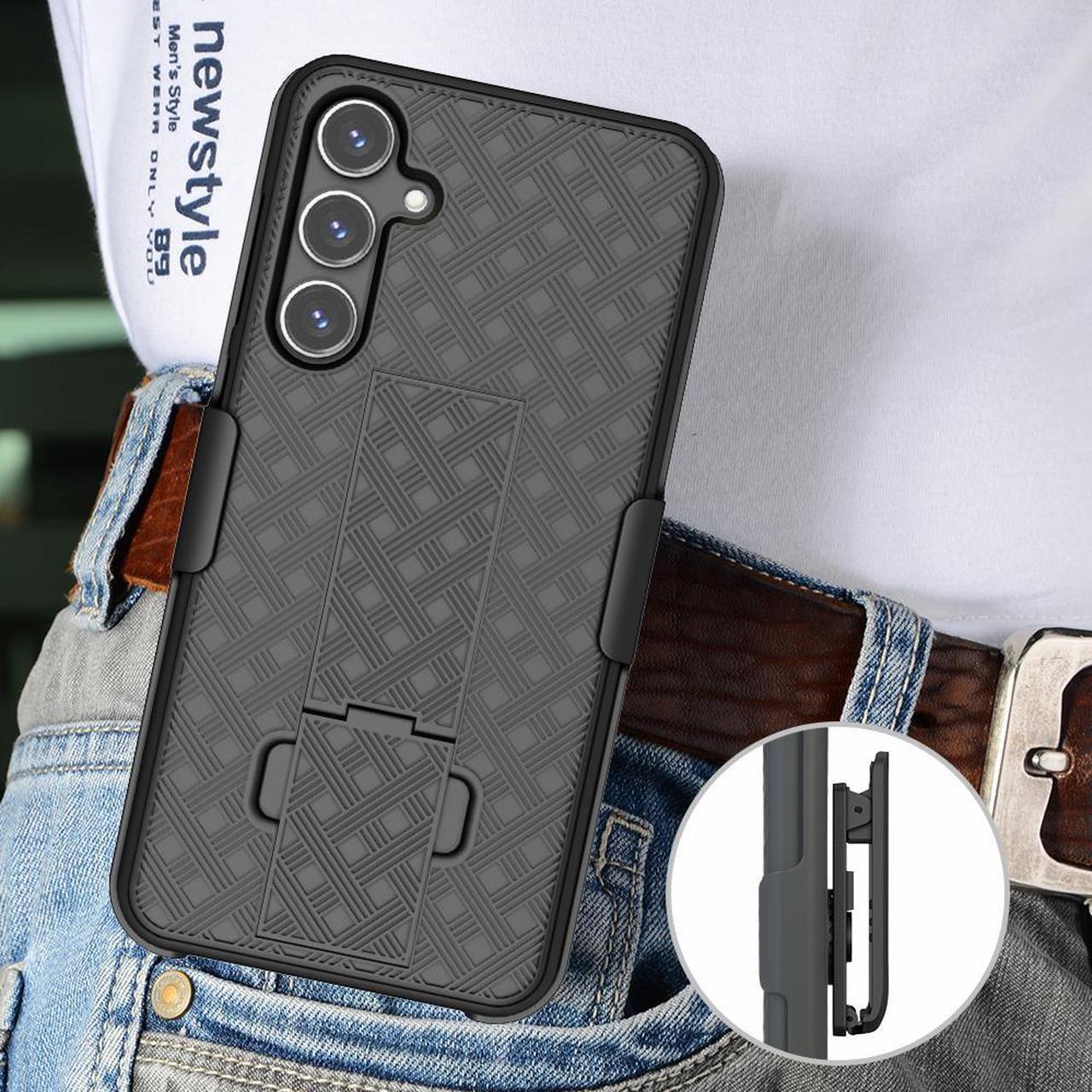 Alt view image 7 of 7 - Slim Case and Belt Clip Combo for Samsung Galaxy S23 FE Phone (2023) - Black
