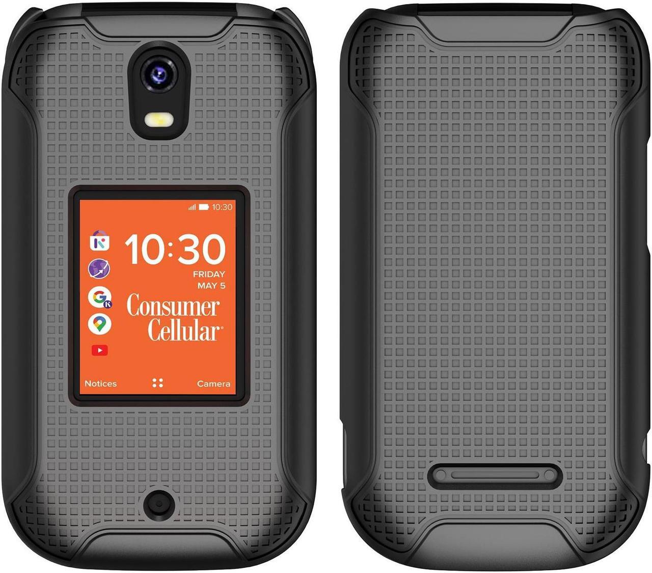 Alt view image 2 of 7 - Black Grid Textured Hard Case Slim Cover for Consumer Cellular Iris Flip Phone