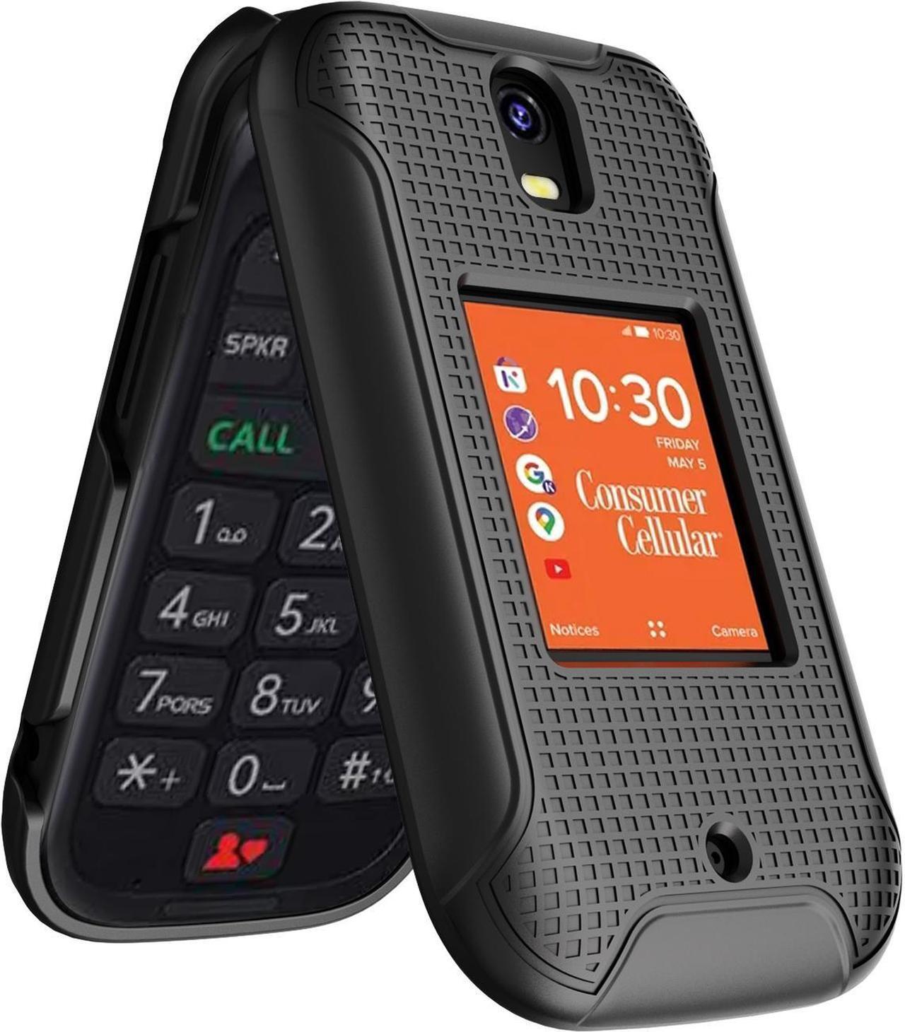 Alt view image 3 of 7 - Black Grid Textured Hard Case Slim Cover for Consumer Cellular Iris Flip Phone