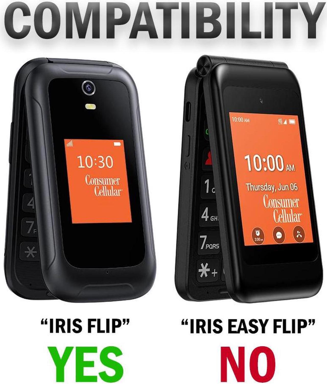 Alt view image 7 of 7 - Black Grid Textured Hard Case Slim Cover for Consumer Cellular Iris Flip Phone