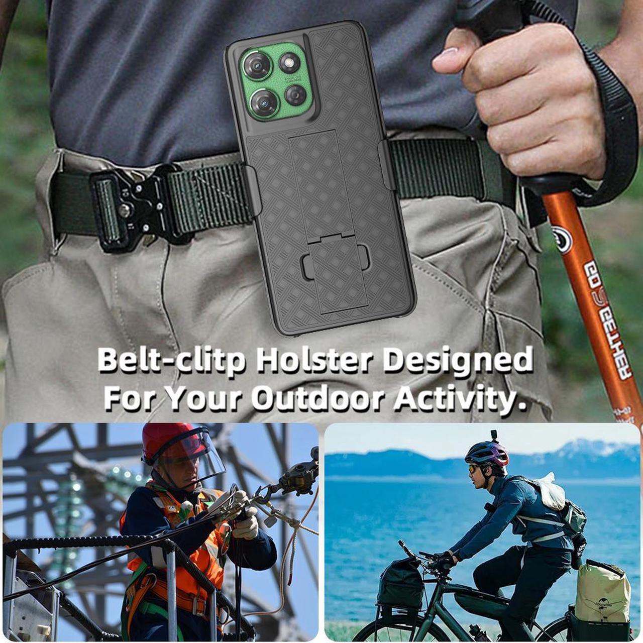 Alt view image 7 of 7 - Slim Case and Belt Clip Holster for Motorola Moto G Power 5G 2025 Phone - Black