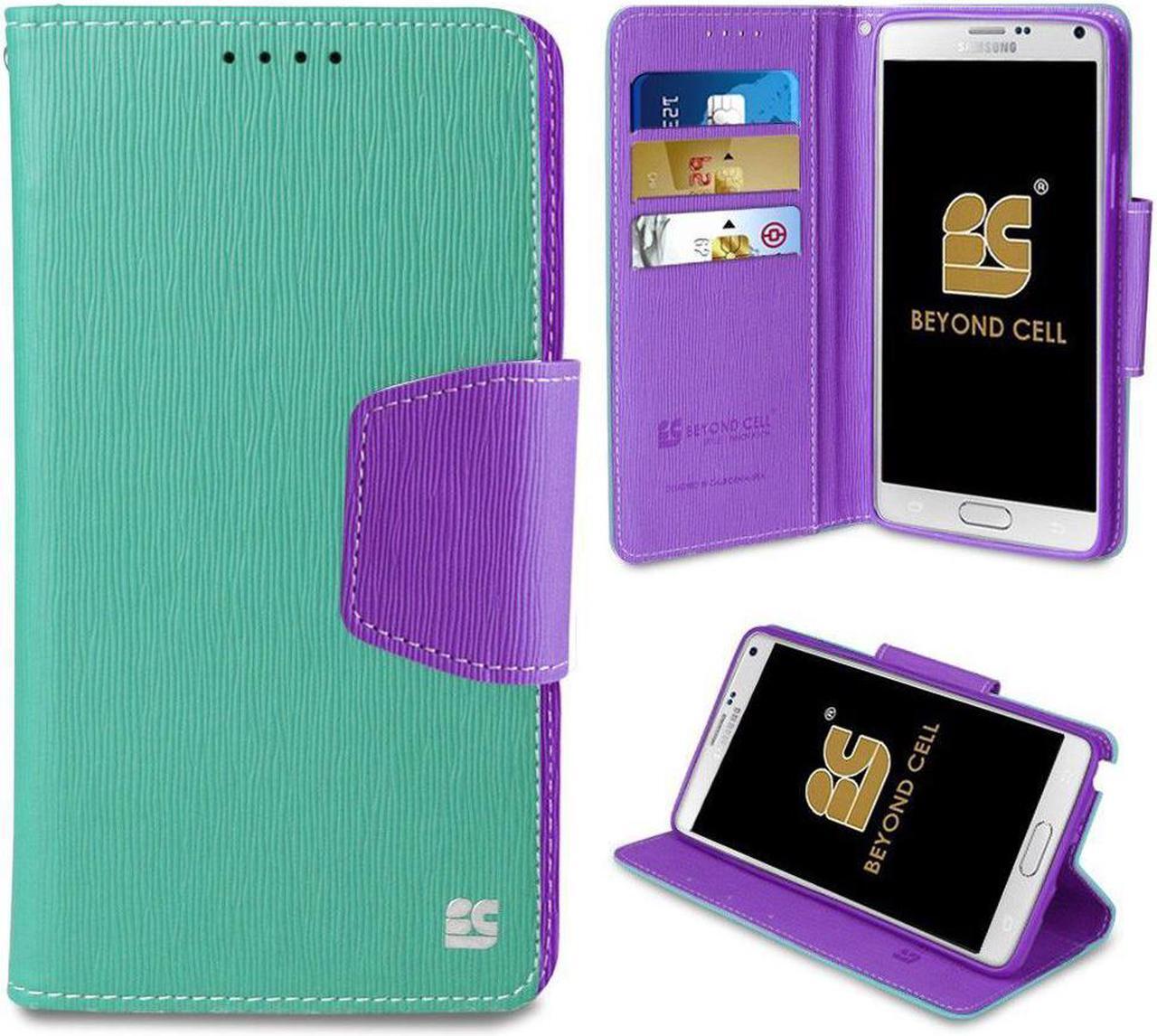 Main image of MINT PURPLE INFOLIO WALLET CREDIT CARD CASH CASE COVER FOR SAMSUNG GALAXY NOTE 4