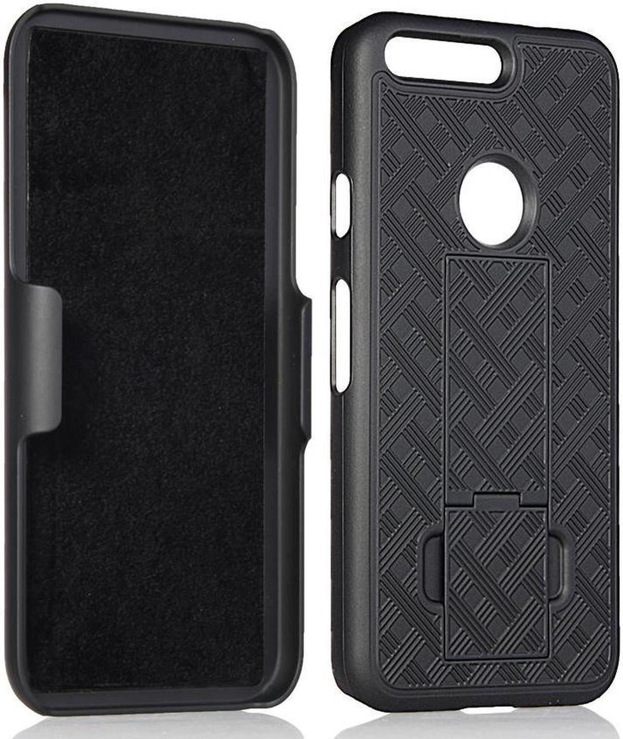 Alt view image 2 of 6 - BLACK RUBBERIZED KICKSTAND CASE COVER + BELT CLIP HOLSTER STAND FOR GOOGLE PIXEL