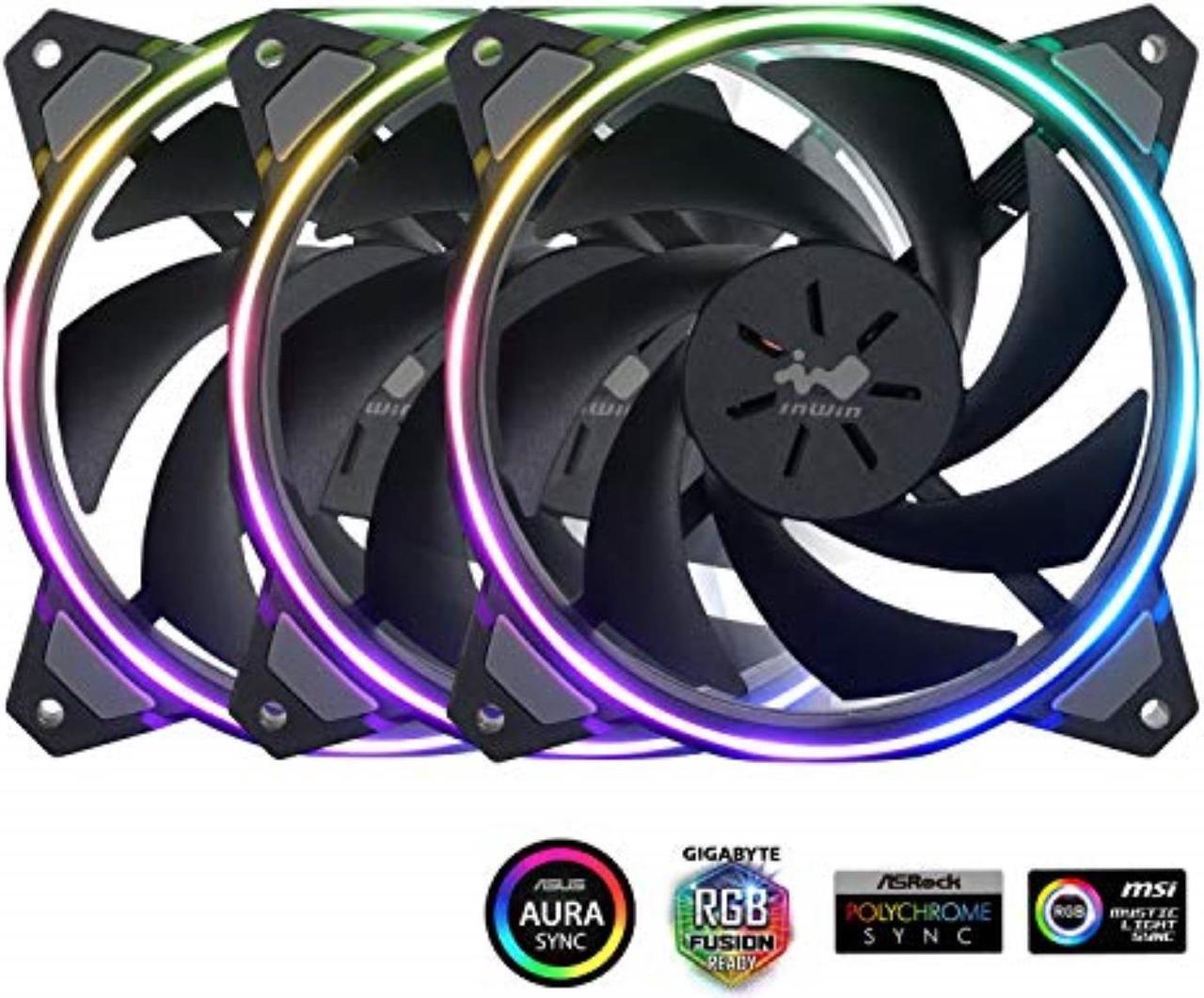 inwin sirius loop addressable rgb triple fan kit 120mm high performance cooling computer case fan cooling