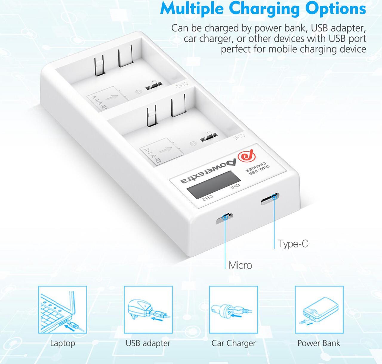 Alt view image 3 of 7 - Powerextra Quick Dual Charging Station for Arlo Rechargable Batteries Compatible with Arlo Pro 2, Arlo Pro, Arlo GO, Arlo Light Security Camera with Type C Port and USB Cable
