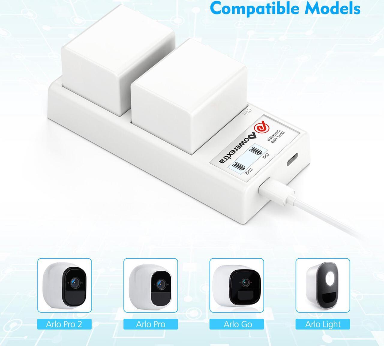 Alt view image 4 of 7 - Powerextra Quick Dual Charging Station for Arlo Rechargable Batteries Compatible with Arlo Pro 2, Arlo Pro, Arlo GO, Arlo Light Security Camera with Type C Port and USB Cable