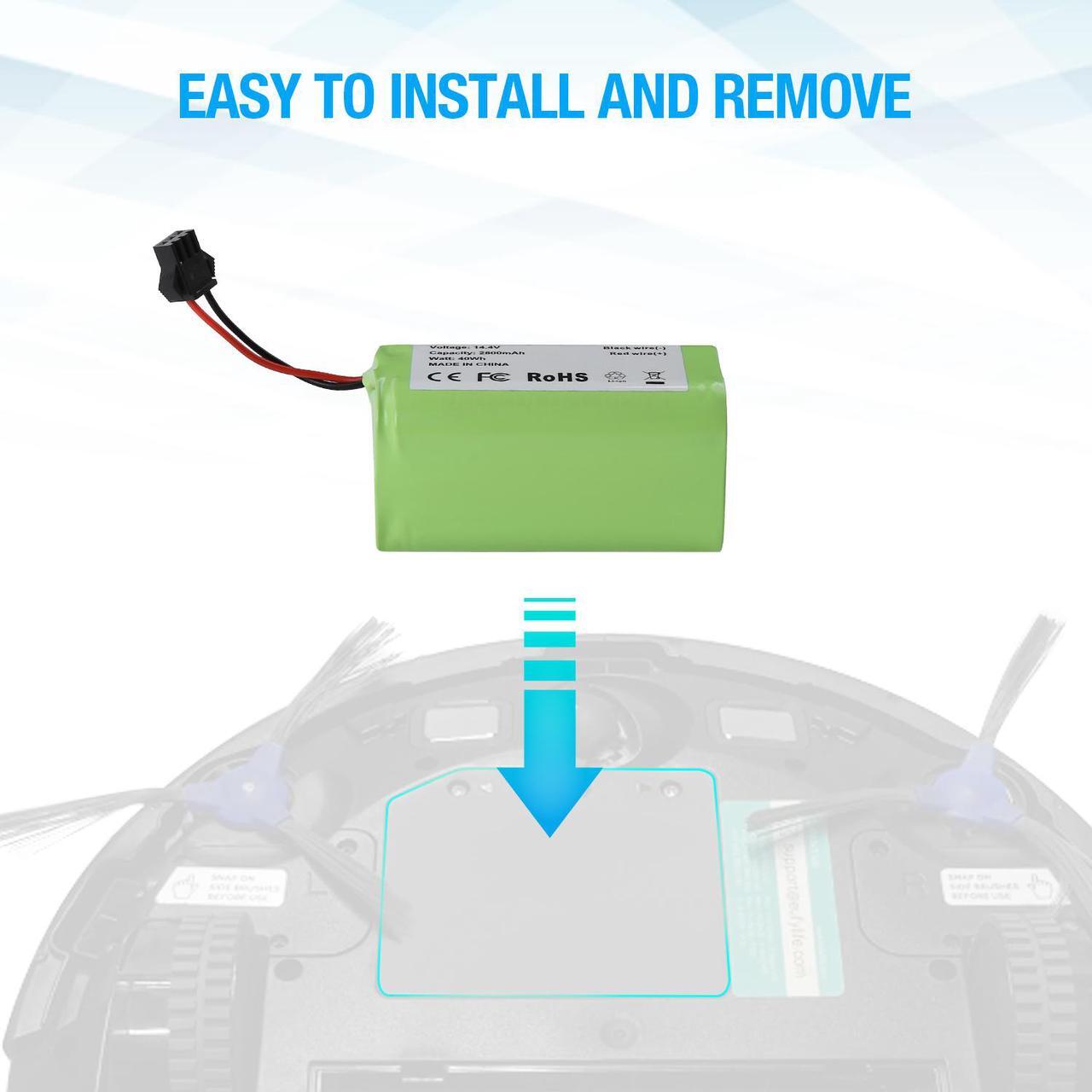 Alt view image 7 of 7 - 14.4v 2800mAh Li-ion Rechargeable Replacement Battery for Ecovacs Deebot N79S, DN622, Eufy RoboVac 11, 11S,11S MAX, 30, 15C, 15T, 12, 35C - Upgraded