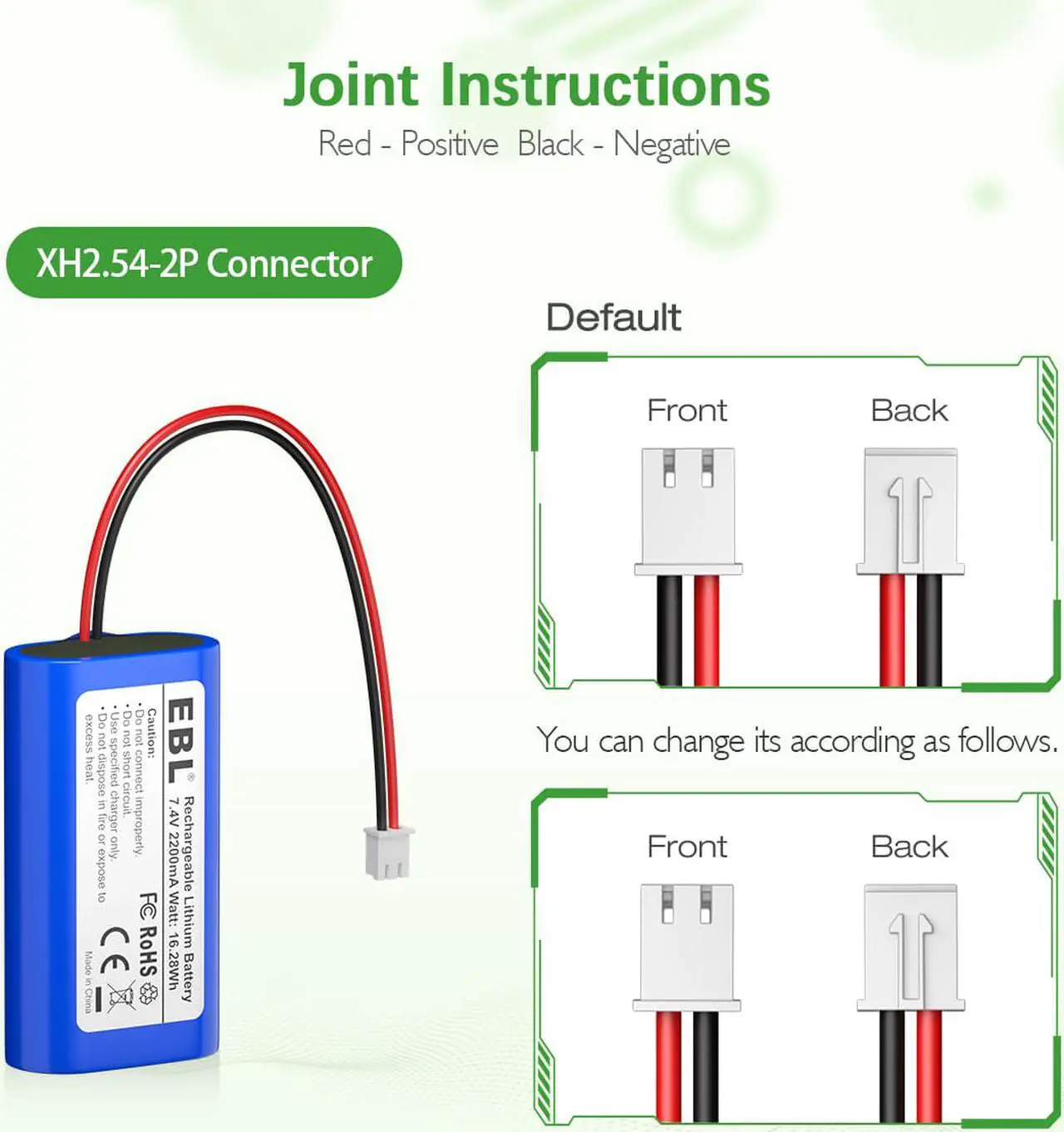 Alt view image 6 of 7 - EBL 7.4V 2200mAh Li-ion Rechargeable Batteries Replacement Batteries for Electronics, Electric Toys, Camera and More Devices