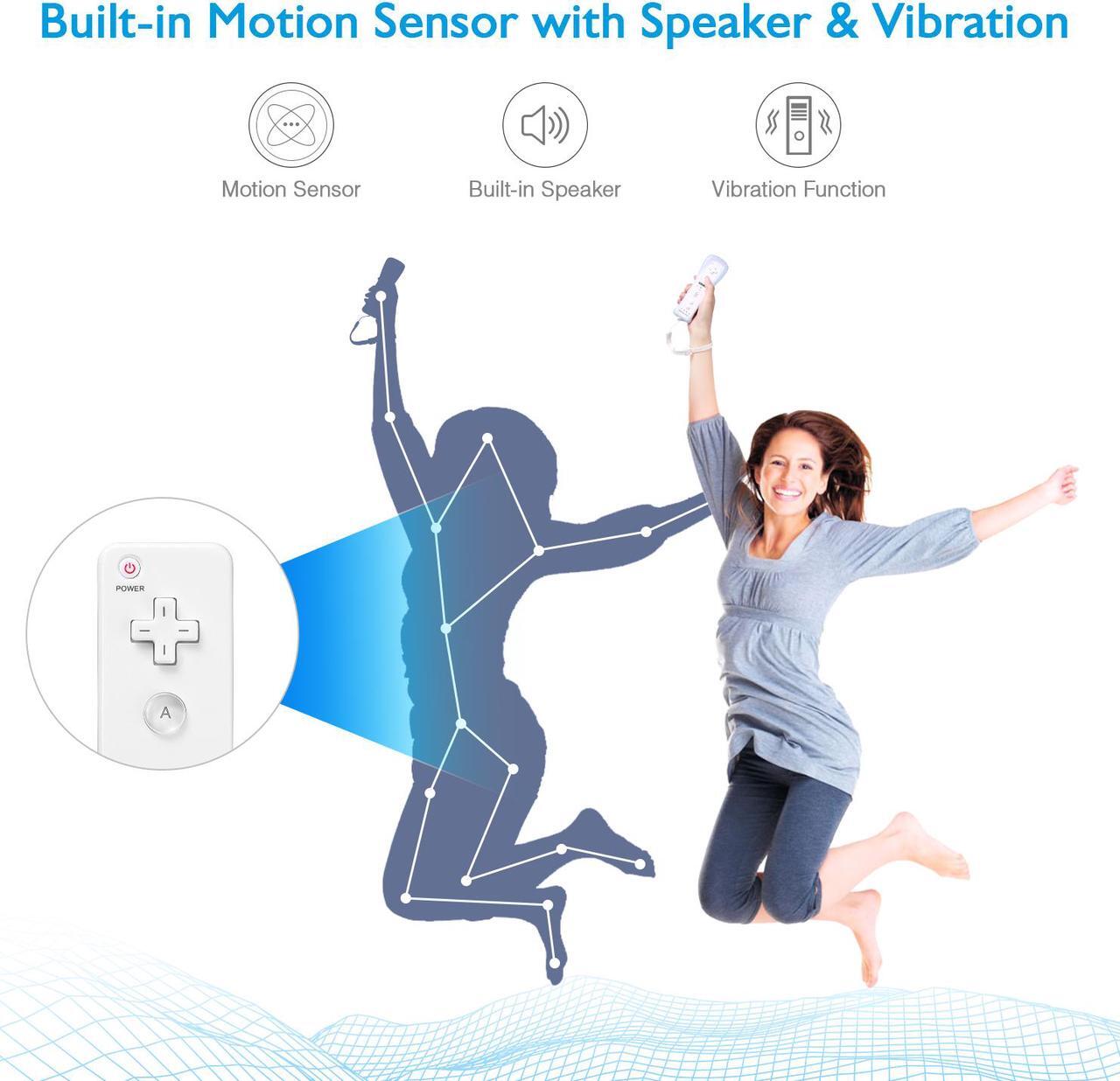 Alt view image 4 of 7 - 2 In 1 Wii Remote Controller Replacement Remote Game Controller with Shock Function for Nintendo Wii and Wii U Video Game Built Motion Sensor