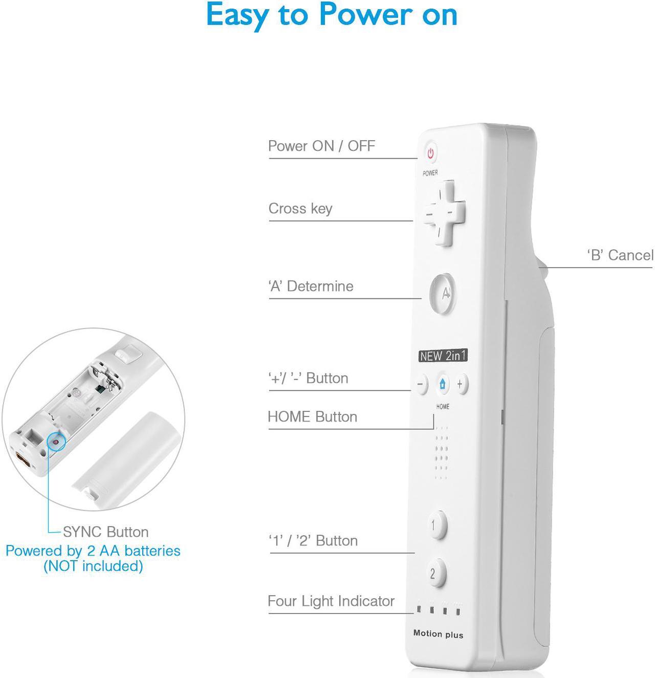 Alt view image 6 of 7 - 2 In 1 Wii Remote Controller Replacement Remote Game Controller with Shock Function for Nintendo Wii and Wii U Video Game Built Motion Sensor