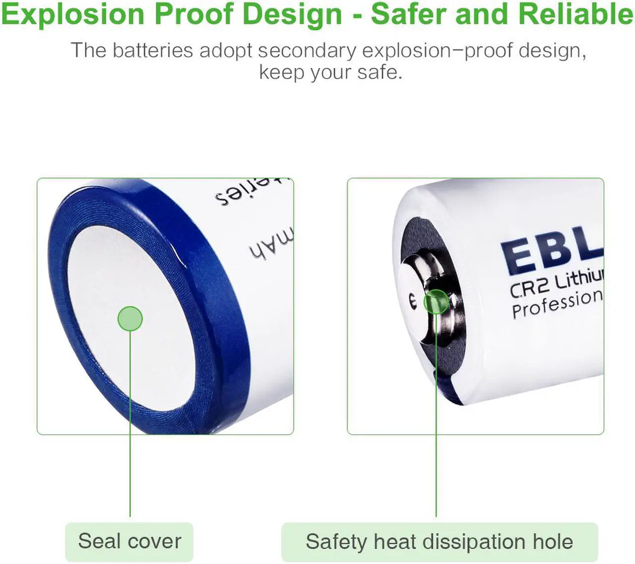 Alt view image 5 of 7 - EBL 16 Pcs Lithium CR2 Batteries 3.0V Photo Batteries CR17355 DLCR2 Camera Toys EXP 2029