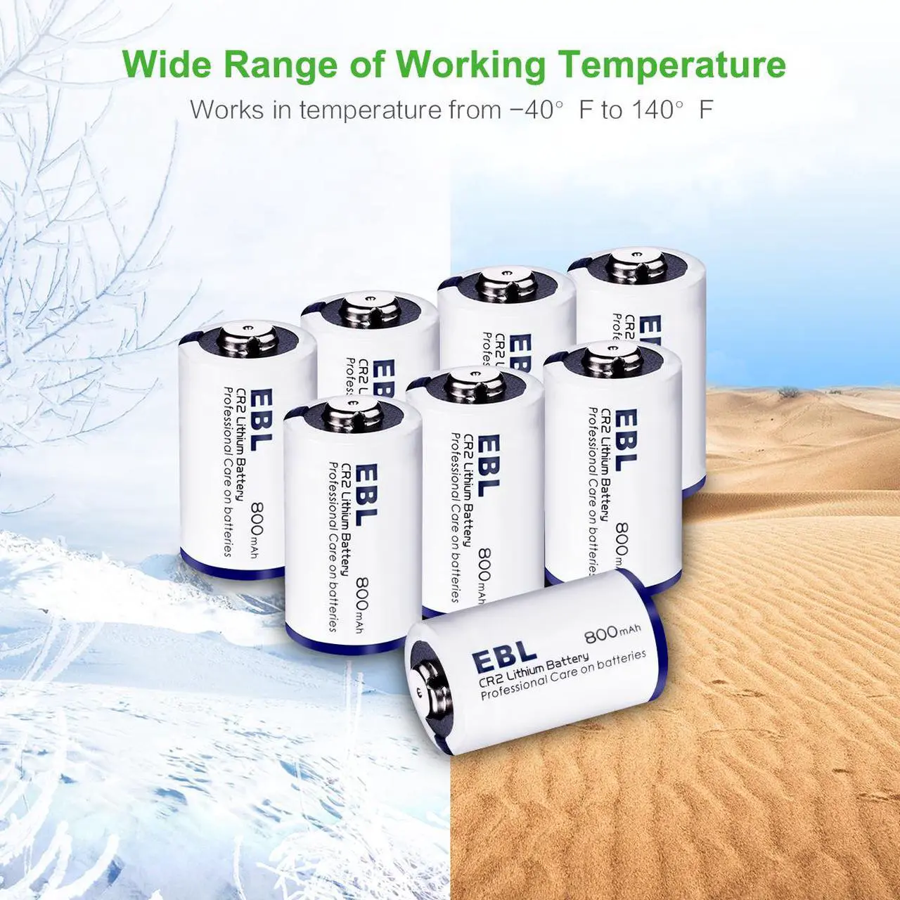 Alt view image 6 of 7 - EBL 16 Pcs Lithium CR2 Batteries 3.0V Photo Batteries CR17355 DLCR2 Camera Toys EXP 2029