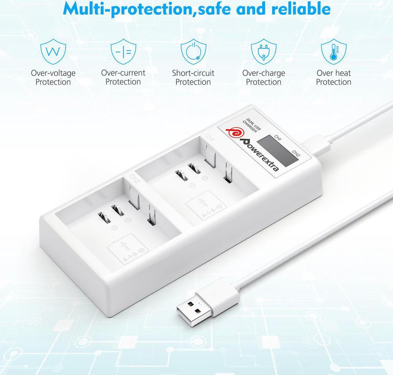 Alt view image 2 of 7 - Powerextra Quick Dual Charging Station for Arlo Rechargable Batteries Compatible with Arlo Pro 2, Arlo Pro, Arlo GO, Arlo Light Security Camera with Type C Port and USB Cable