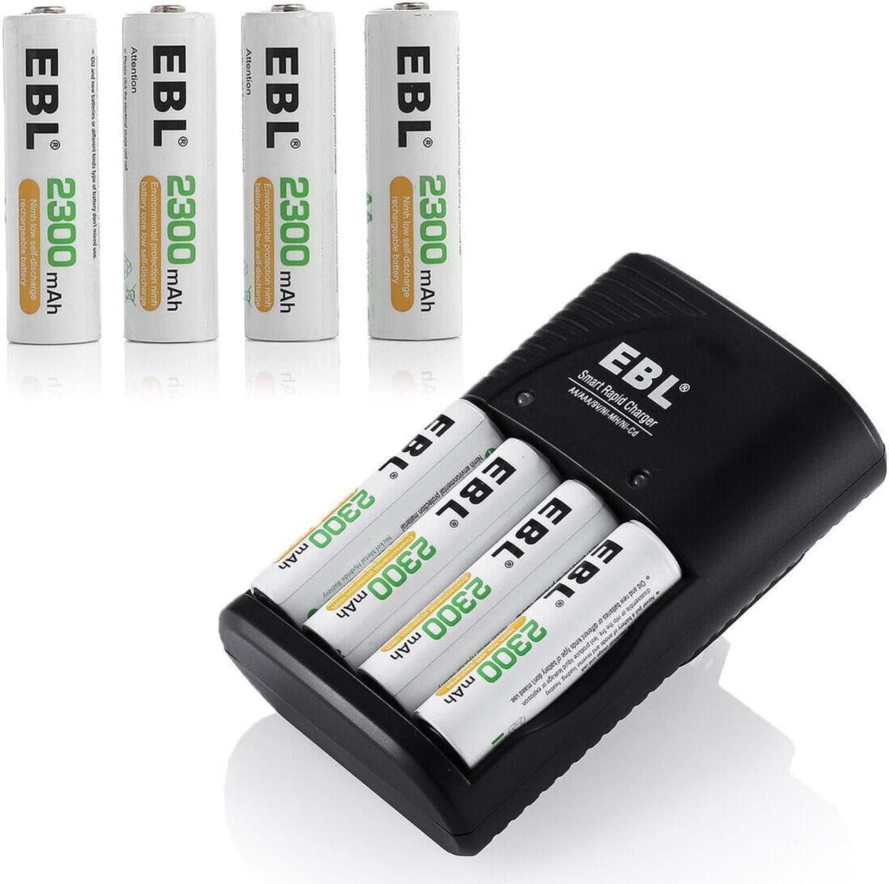 Main image of EBL Rechargeable AA Batteries 2300mAh Double A Batteries with Battery Charger 8-Pack