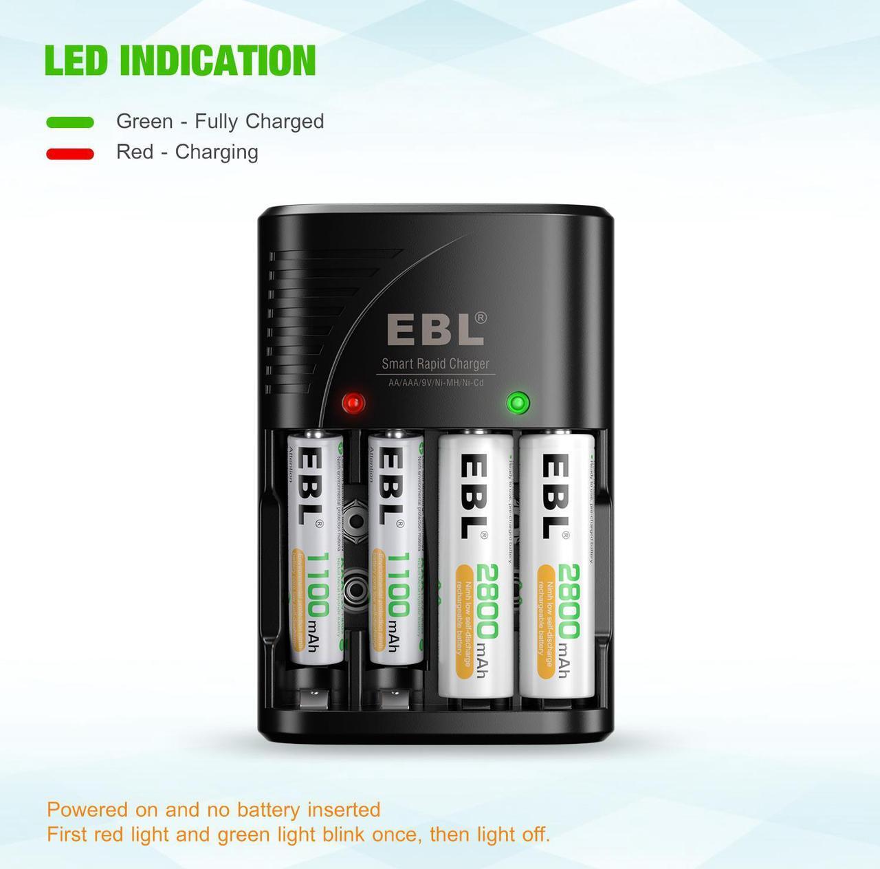 Alt view image 4 of 7 - EBL Rechargeable AA Batteries 2300mAh Double A Batteries with Battery Charger 8-Pack