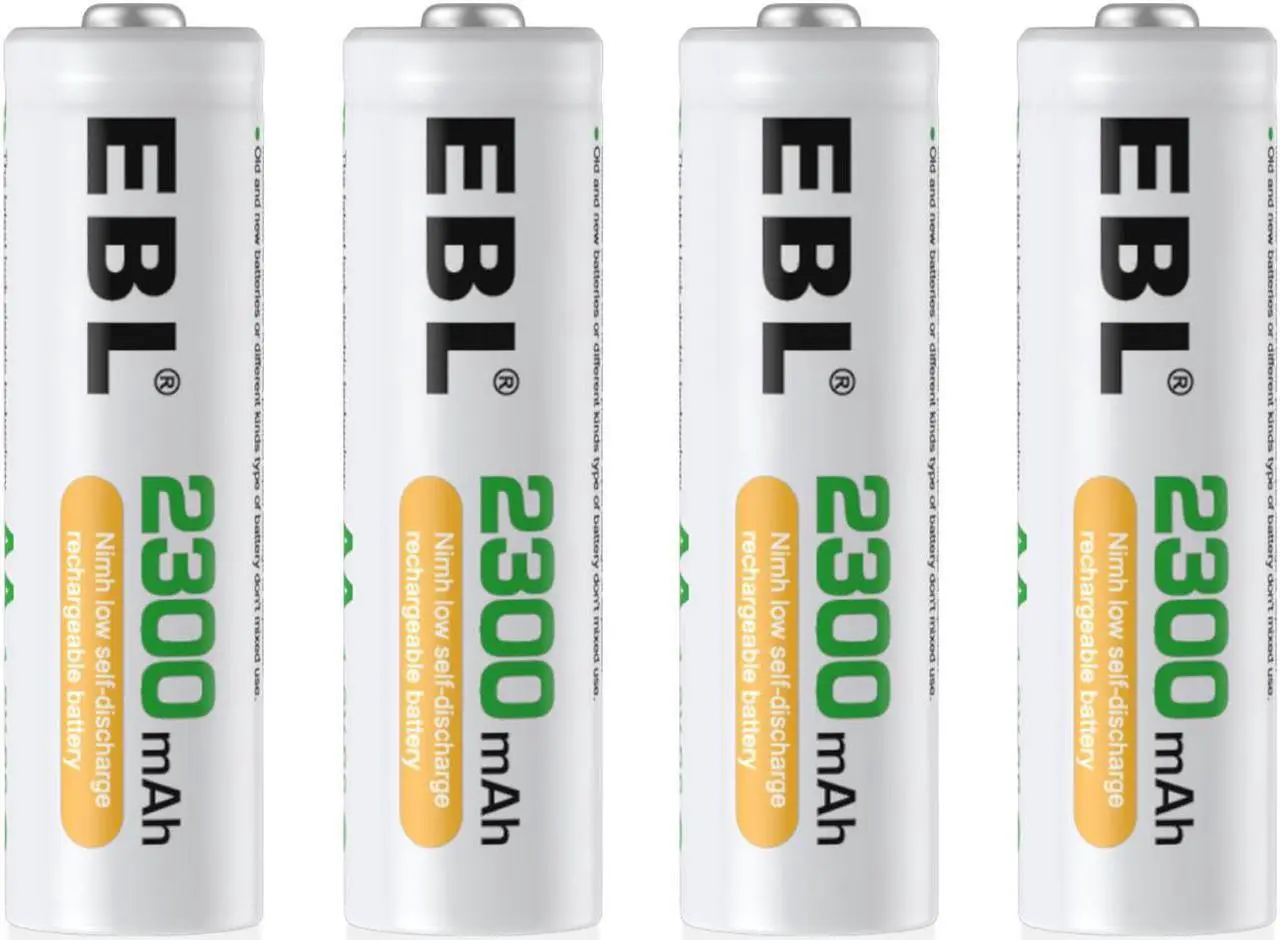 Alt view image 2 of 7 - EBL 4-Pack AA Rechargeable Batteries 2300mAh Double A Batteries + LCD Battery Charger for AA AAA 9V C D Ni-CD Ni-MH Batteries