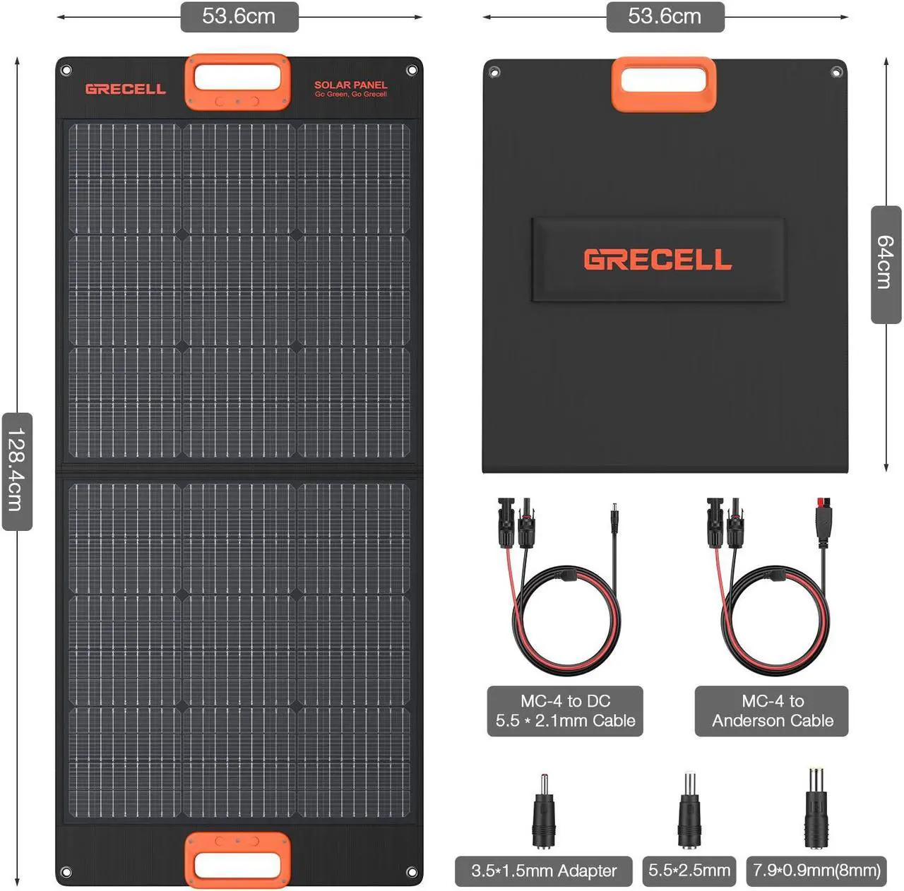 Alt view image 5 of 7 - GRECELL 100W Portable Solar Panel for Power Station Generator, 20V Foldable Solar Cell Solar Charger with MC-4 High-Efficiency Battery Charger for Outdoor Camping Van RV Trip