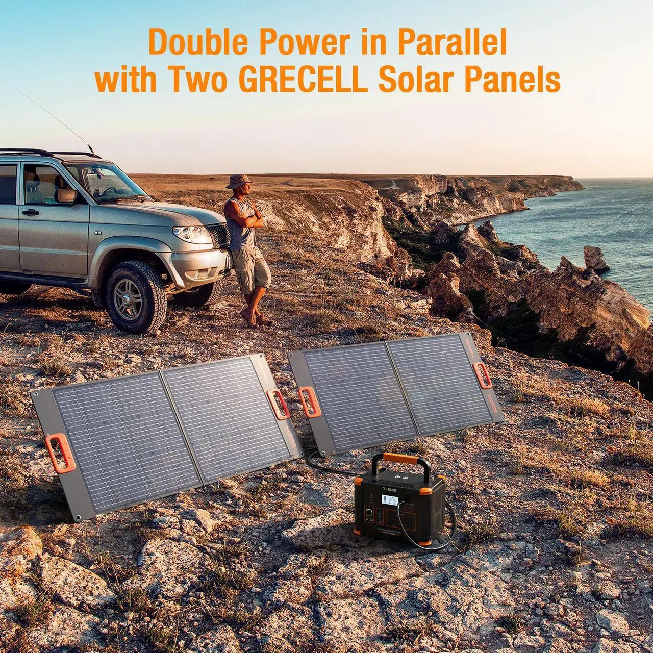 Alt view image 6 of 7 - GRECELL 100W Portable Solar Panel for Power Station Generator, 20V Foldable Solar Cell Solar Charger with MC-4 High-Efficiency Battery Charger for Outdoor Camping Van RV Trip