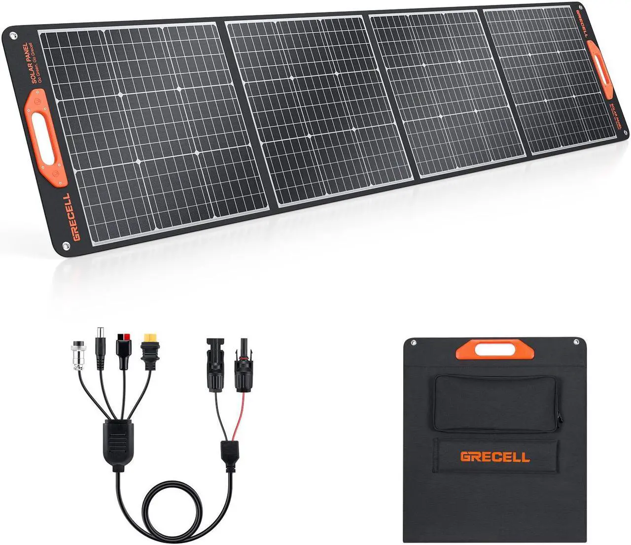 Main image of GRECELL 200W Portable Solar Panel for Power Station Generator, 12V/24V Flexible Foldable Solar Panel Kit Lightweight High-Efficiency Solar Charger Power Backup for Outdoor Van