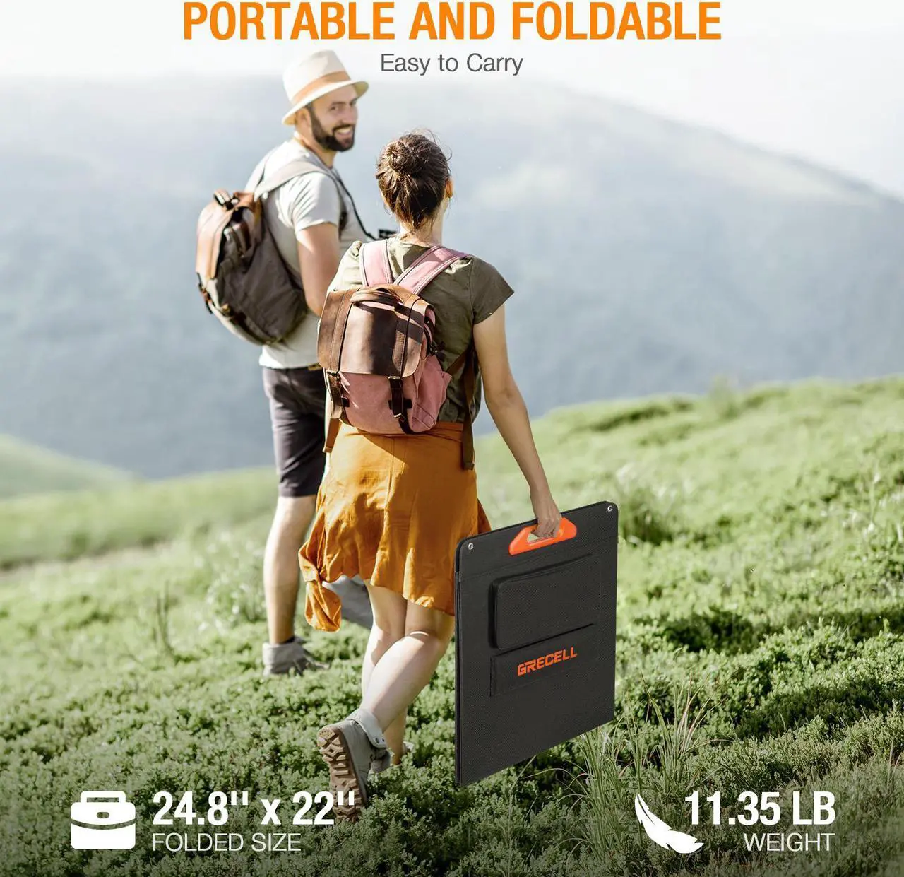 Alt view image 3 of 7 - GRECELL 200W Portable Solar Panel for Power Station Generator, 12V/24V Flexible Foldable Solar Panel Kit Lightweight High-Efficiency Solar Charger Power Backup for Outdoor Van