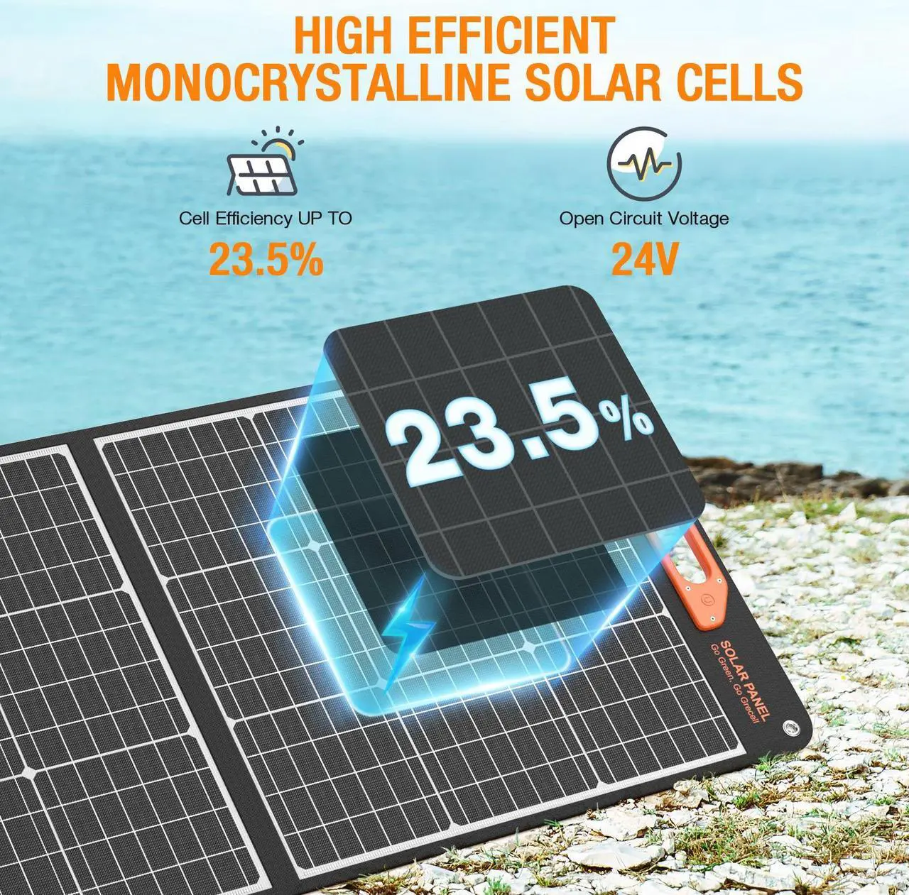 Alt view image 4 of 7 - GRECELL 200W Portable Solar Panel for Power Station Generator, 12V/24V Flexible Foldable Solar Panel Kit Lightweight High-Efficiency Solar Charger Power Backup for Outdoor Van