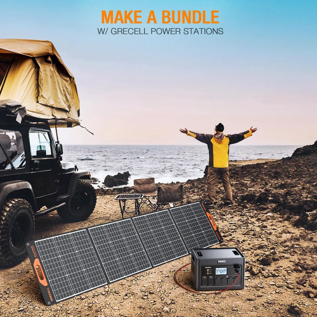 Alt view image 6 of 7 - GRECELL 200W Portable Solar Panel for Power Station Generator, 12V/24V Flexible Foldable Solar Panel Kit Lightweight High-Efficiency Solar Charger Power Backup for Outdoor Van