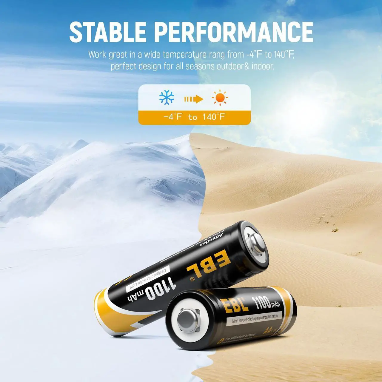 Alt view image 4 of 7 - EBL 16 Pcs Rechargeable AA Batteries 1100mAh 1.2V Ni-CD Battery for Garden Solar Light