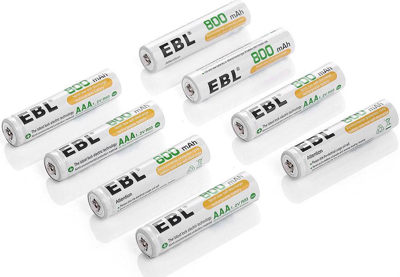 Alt view image 4 of 7 - EBL 8 Pack 1.2V AAA Battery 800mAh Ni-Mh Rechargeable Batteries for cordless phone toys