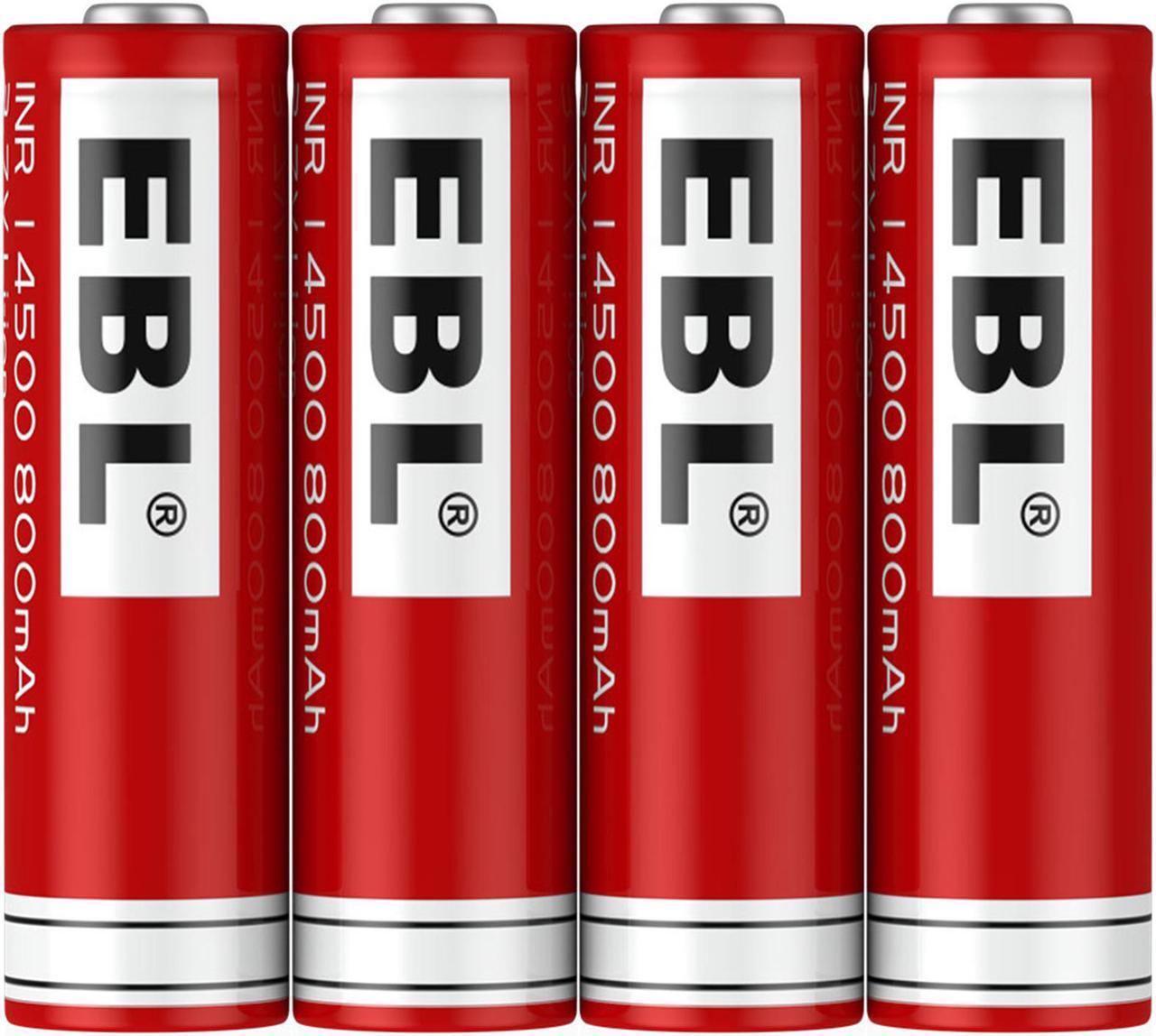 Main image of EBL 4 Pack 14500 Battery 3.7V 800mAh Li-ion Rechargeable Batteries for Flashlight Torch Cameras