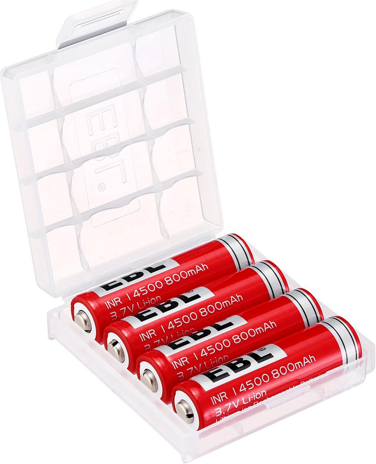 Alt view image 5 of 7 - EBL 4 Pack 14500 Battery 3.7V 800mAh Li-ion Rechargeable Batteries for Flashlight Torch Cameras