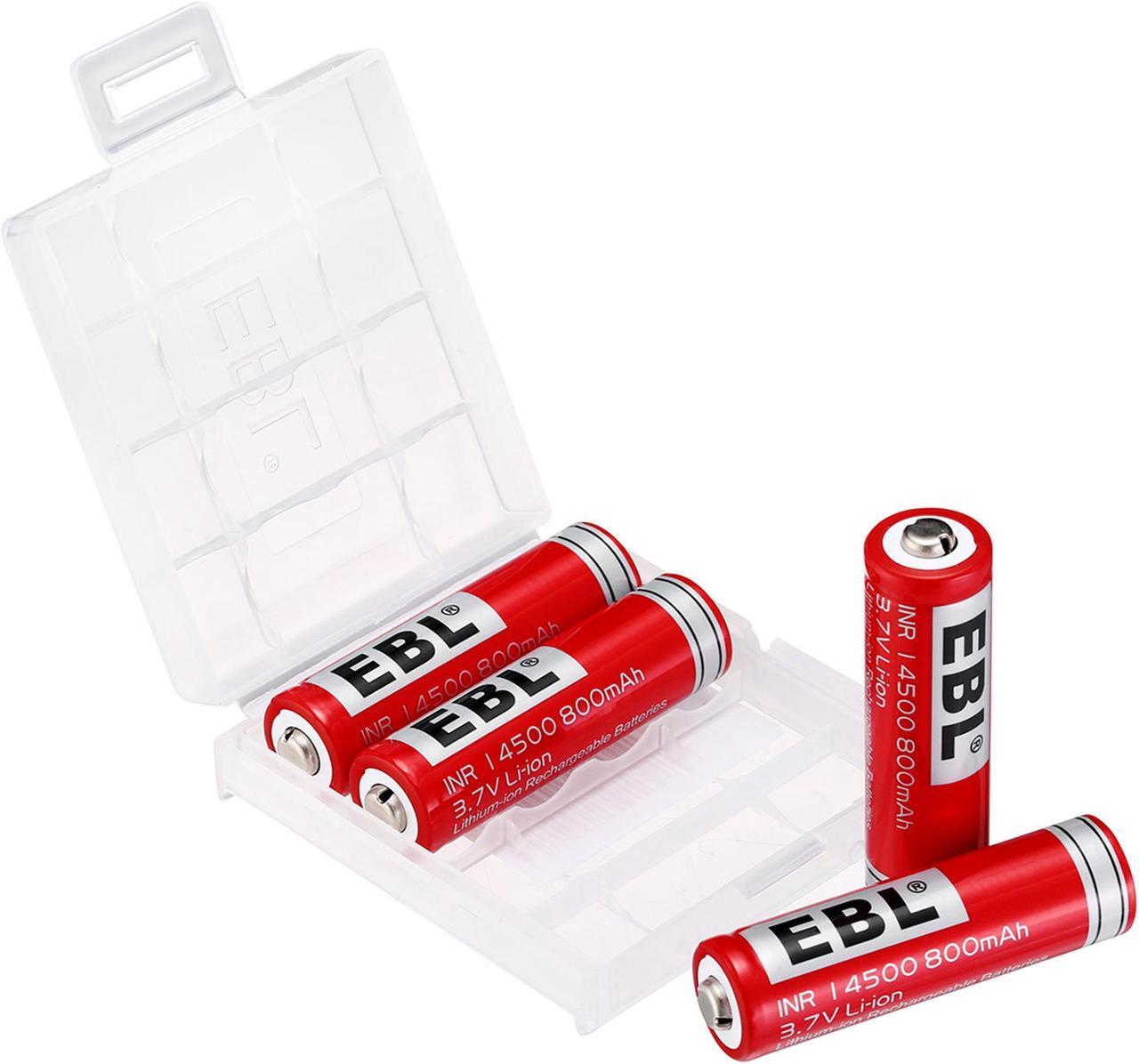 Alt view image 6 of 7 - EBL 4 Pack 14500 Battery 3.7V 800mAh Li-ion Rechargeable Batteries for Flashlight Torch Cameras