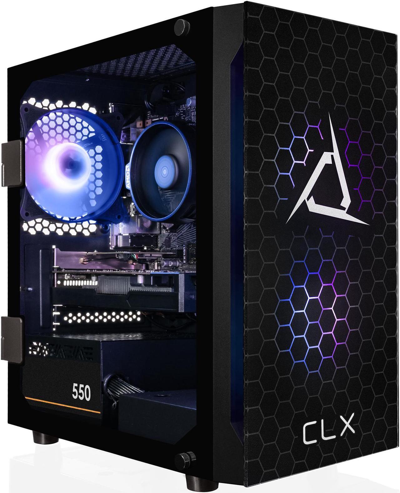 CLX SET Gaming Desktop - AMD Ryzen 5 5500 3.6GHz 6-Core Processor, 8GB DDR4 Memory, Radeon RX 6400 4GB GDDR6 Graphics 500GB NVMe M.2 SSD,  WiFi, Win 11 Home 64-bit